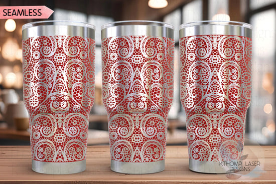 Beautiful Lace Pattern Tumbler Wrap SVG | 20oz and 30oz Laser Engraving File | Rotary Ready Digital Background SVG
