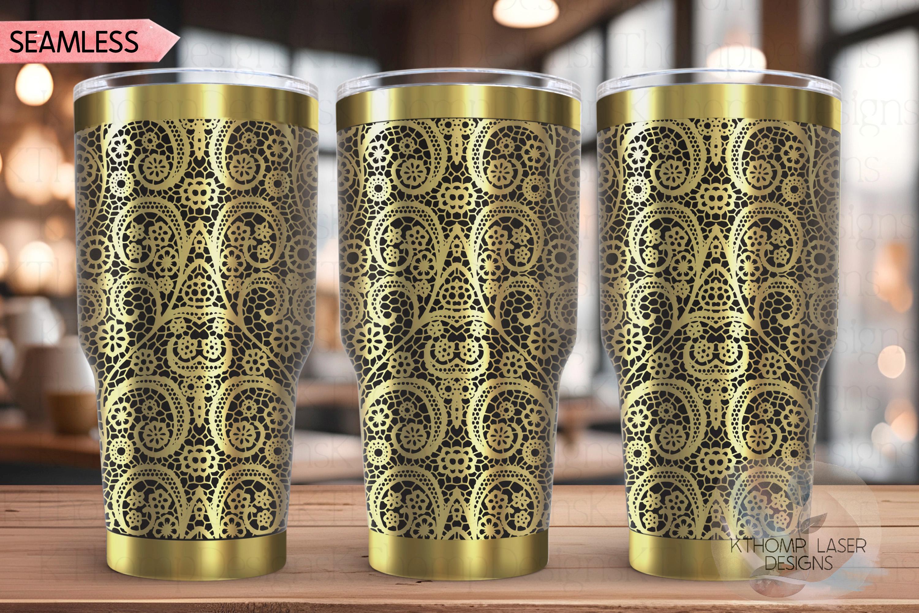 Beautiful Lace Pattern Tumbler Wrap SVG | 20oz and 30oz Laser Engraving File | Rotary Ready Digital Background SVG