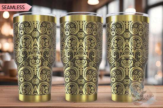 Beautiful Lace Pattern Tumbler Wrap SVG | 20oz and 30oz Laser Engraving File | Rotary Ready Digital Background SVG