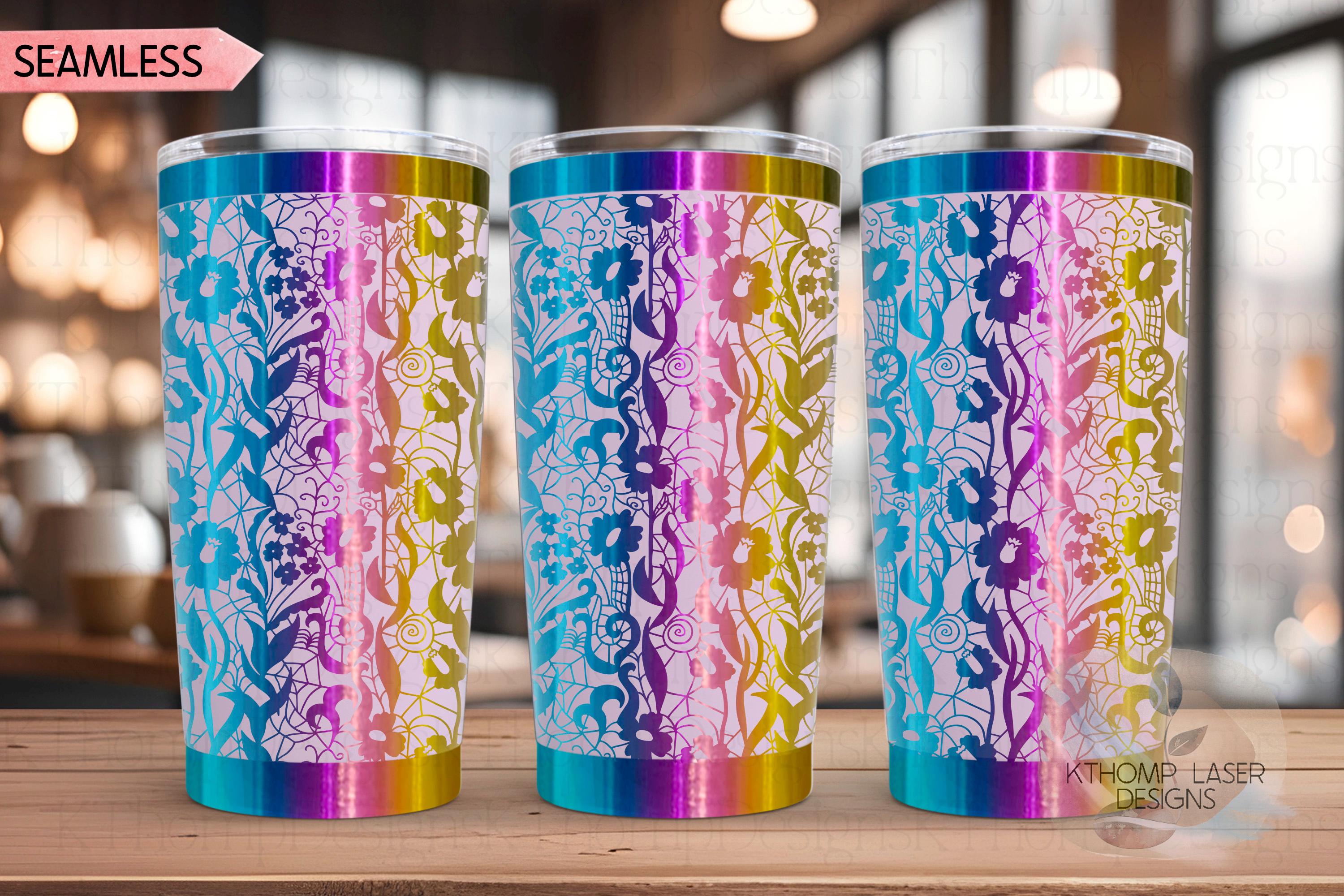Delicate Floral Lace Pattern Tumbler Wrap SVG | 20oz and 30oz Laser Engraving File | Rotary Ready Digital Background SVG