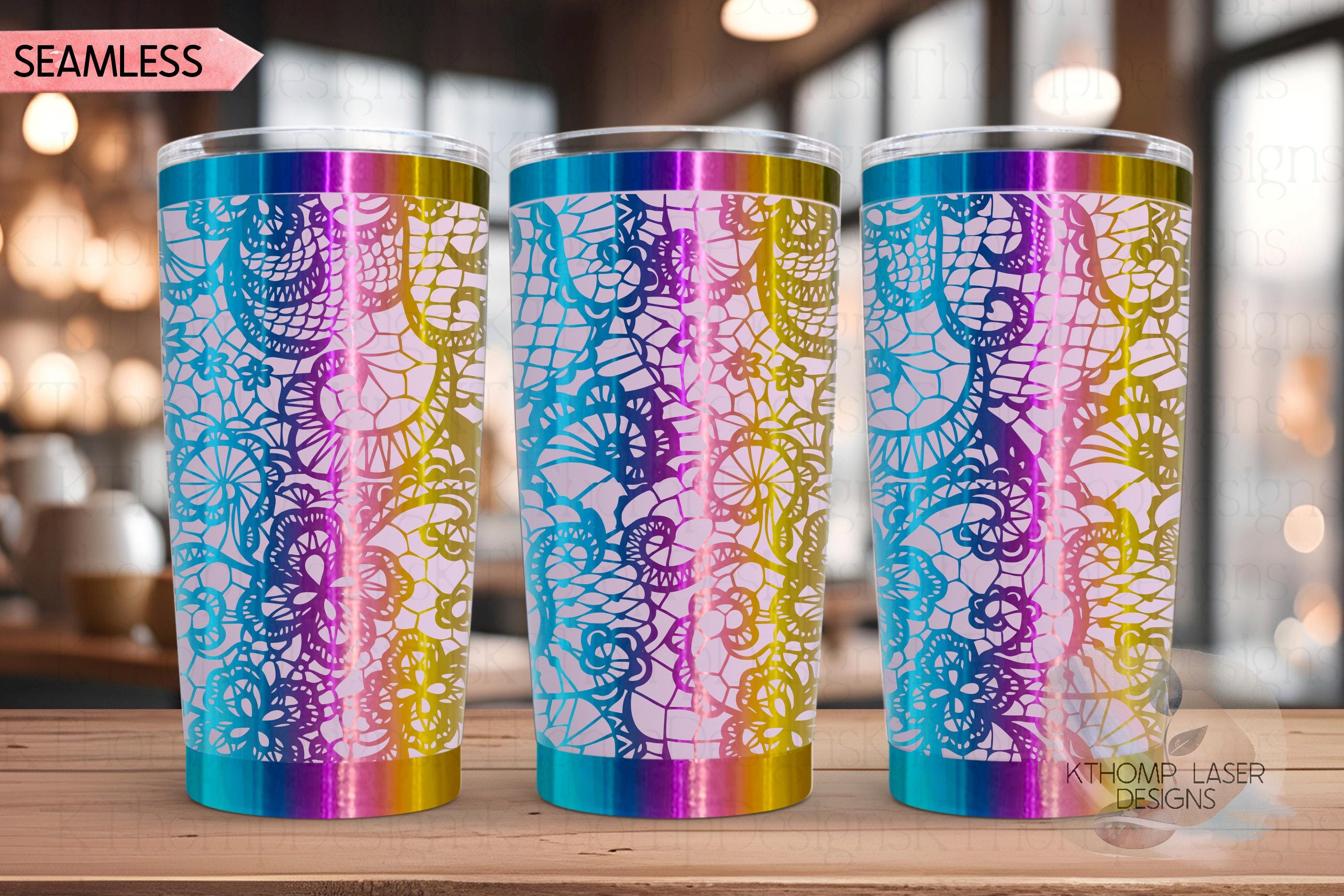 Sexy Lace 2 Pattern Tumbler Wrap SVG | 20oz and 30oz Laser Engraving File | Rotary Ready Digital Background SVG