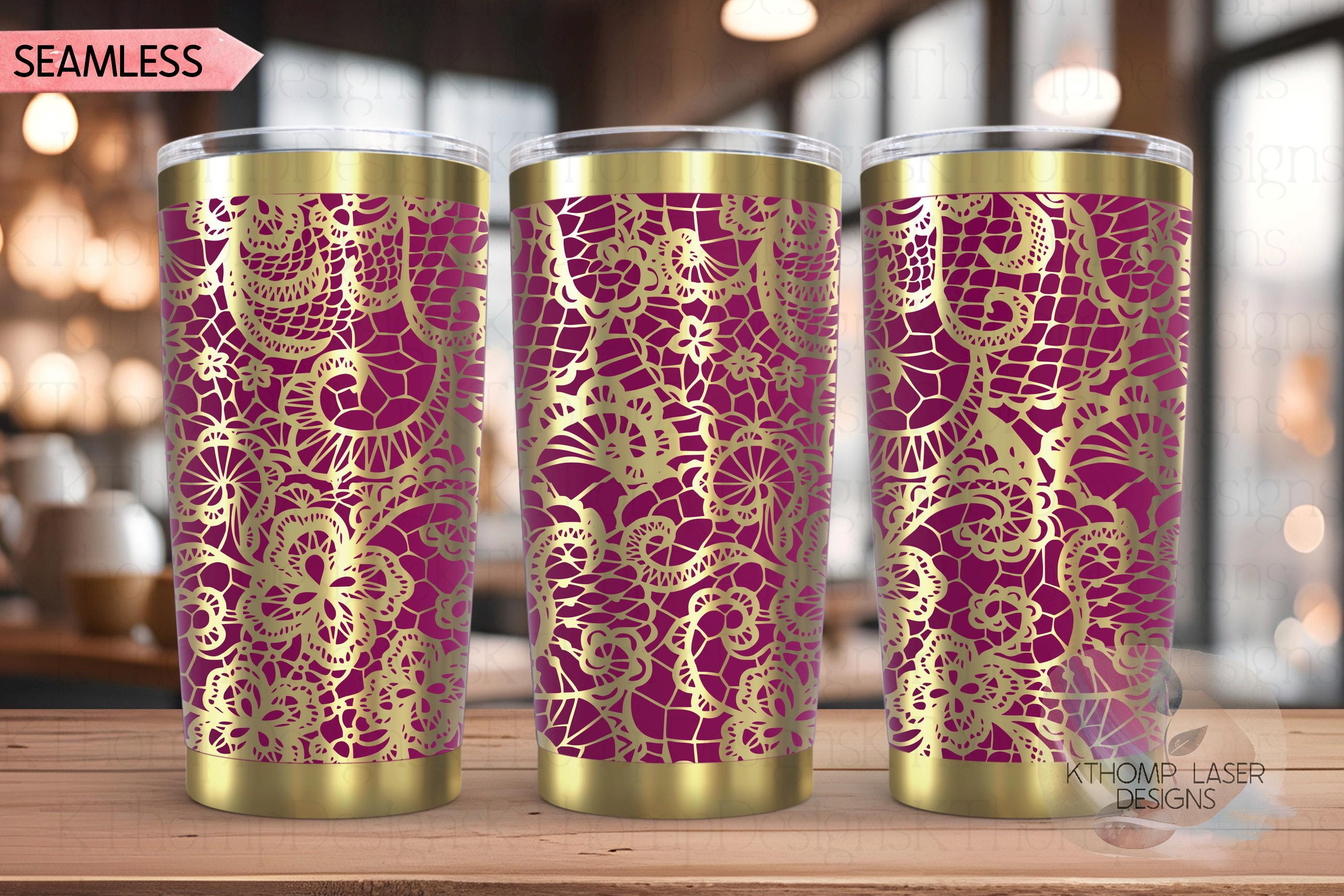 Sexy Lace 2 Pattern Tumbler Wrap SVG | 20oz and 30oz Laser Engraving File | Rotary Ready Digital Background SVG