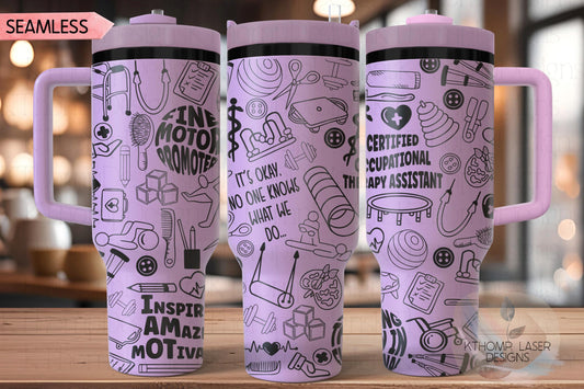 Certified OT Assistant Tumbler Wrap SVG | 40oz Laser Engraving File | Rotary Ready Digital Design | Career Gift SVG