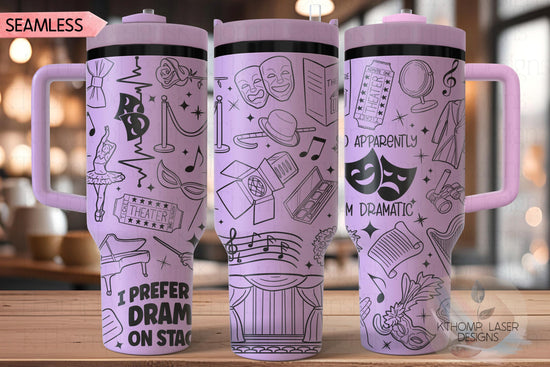Theatre Drama Stage Actor Actress Tumbler Wrap SVG | 40oz Laser Engraving File | Rotary Ready Digital Design | Career Gift SVG