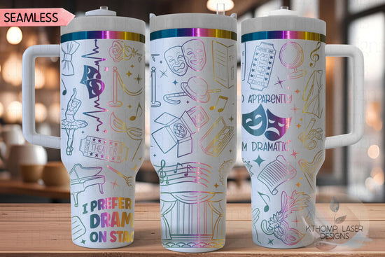 Theatre Drama Stage Actor Actress Tumbler Wrap SVG | 40oz Laser Engraving File | Rotary Ready Digital Design | Career Gift SVG