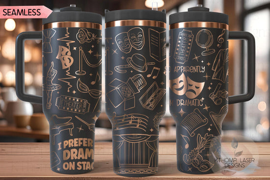 Theatre Drama Stage Actor Actress Tumbler Wrap SVG | 40oz Laser Engraving File | Rotary Ready Digital Design | Career Gift SVG
