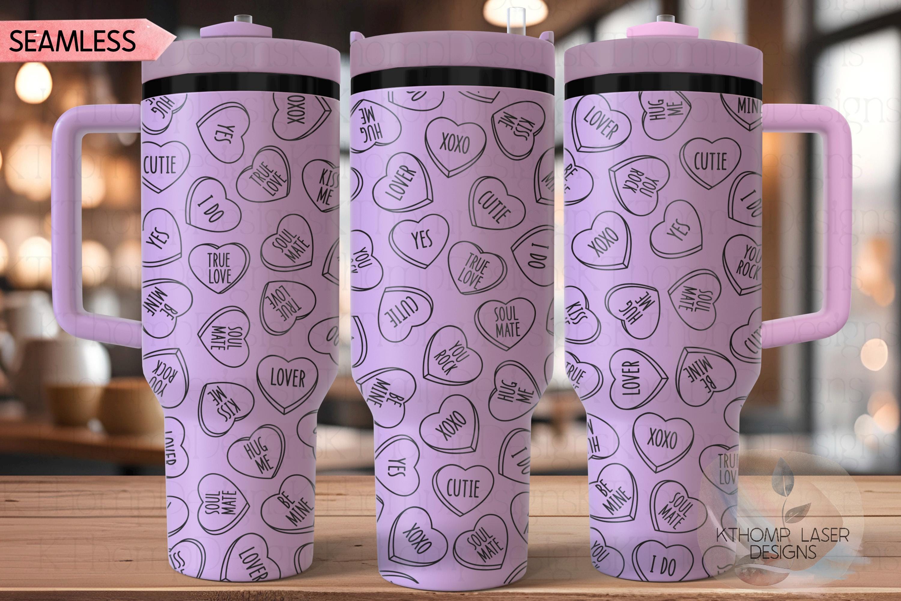 Valentine Candy Conversation Hearts Holiday Tumbler Wrap SVG | 40oz Laser Engraving File | Rotary Ready Digital Design | Seasonal SVG
