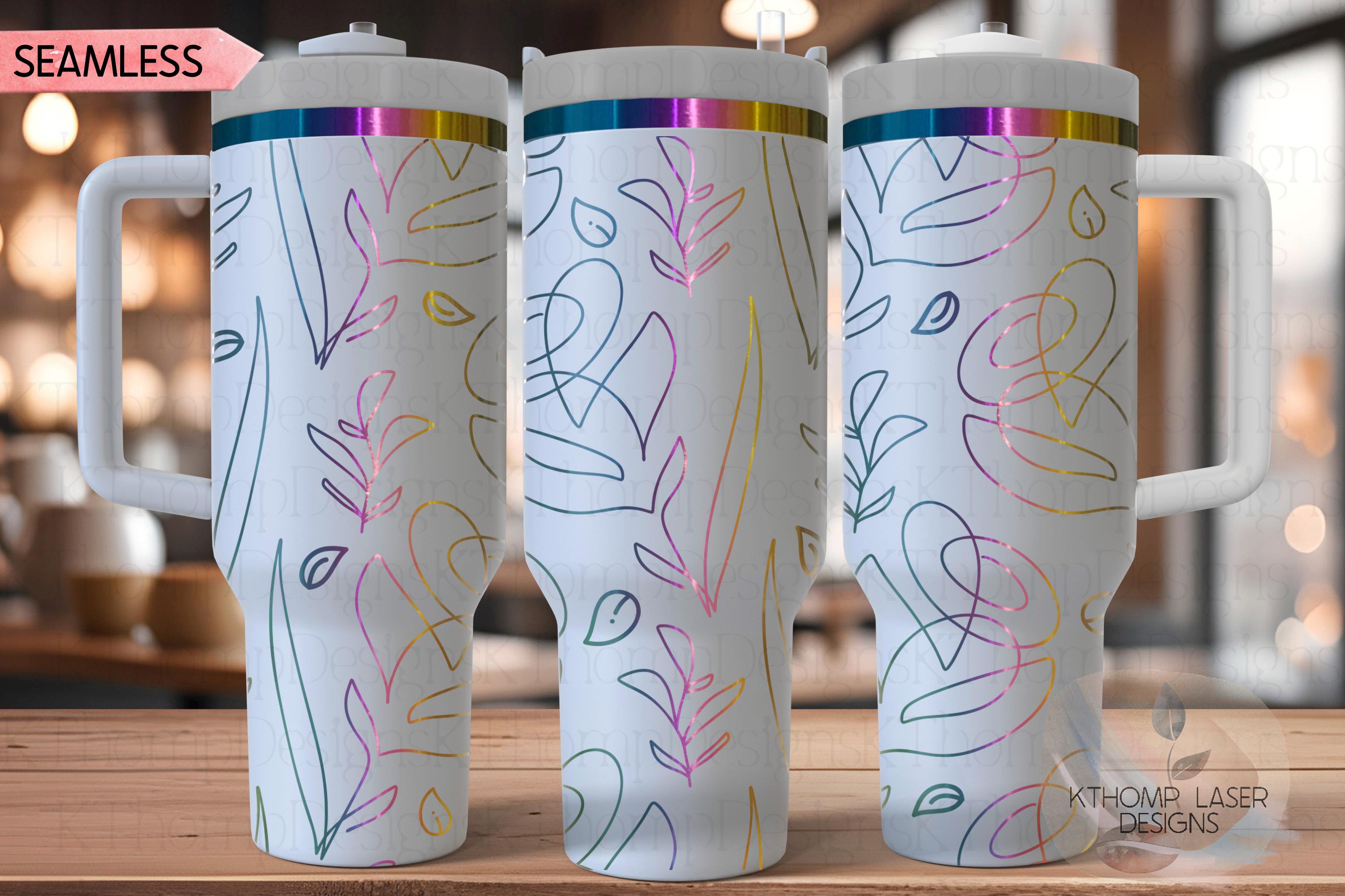 Abstract Flowers Tumbler Wrap SVG | 40oz Laser Engraving File | Rotary Engrave Digital Design | Floral SVG Design