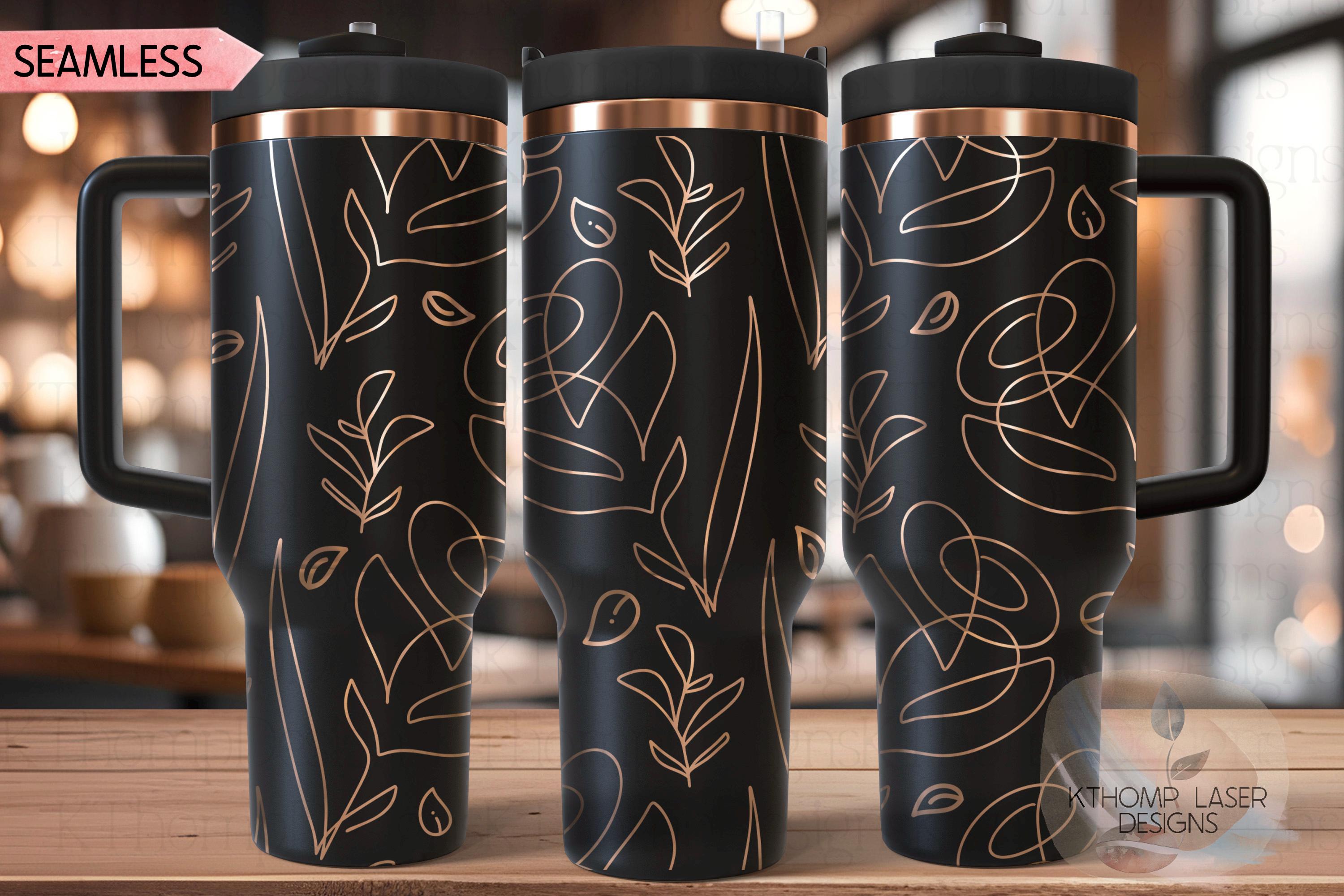 Abstract Flowers Tumbler Wrap SVG | 40oz Laser Engraving File | Rotary Engrave Digital Design | Floral SVG Design