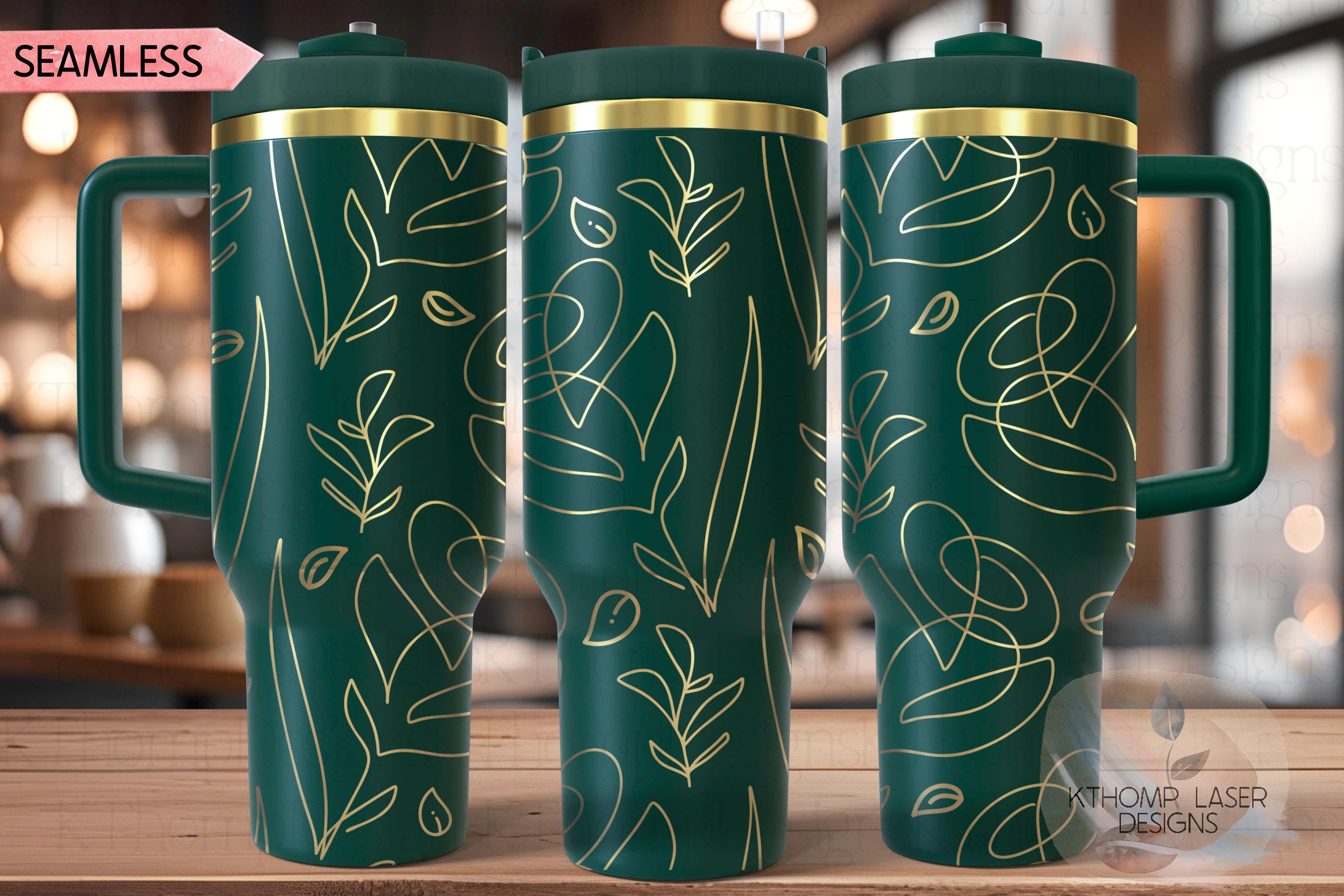 Abstract Flowers Tumbler Wrap SVG | 40oz Laser Engraving File | Rotary Engrave Digital Design | Floral SVG Design