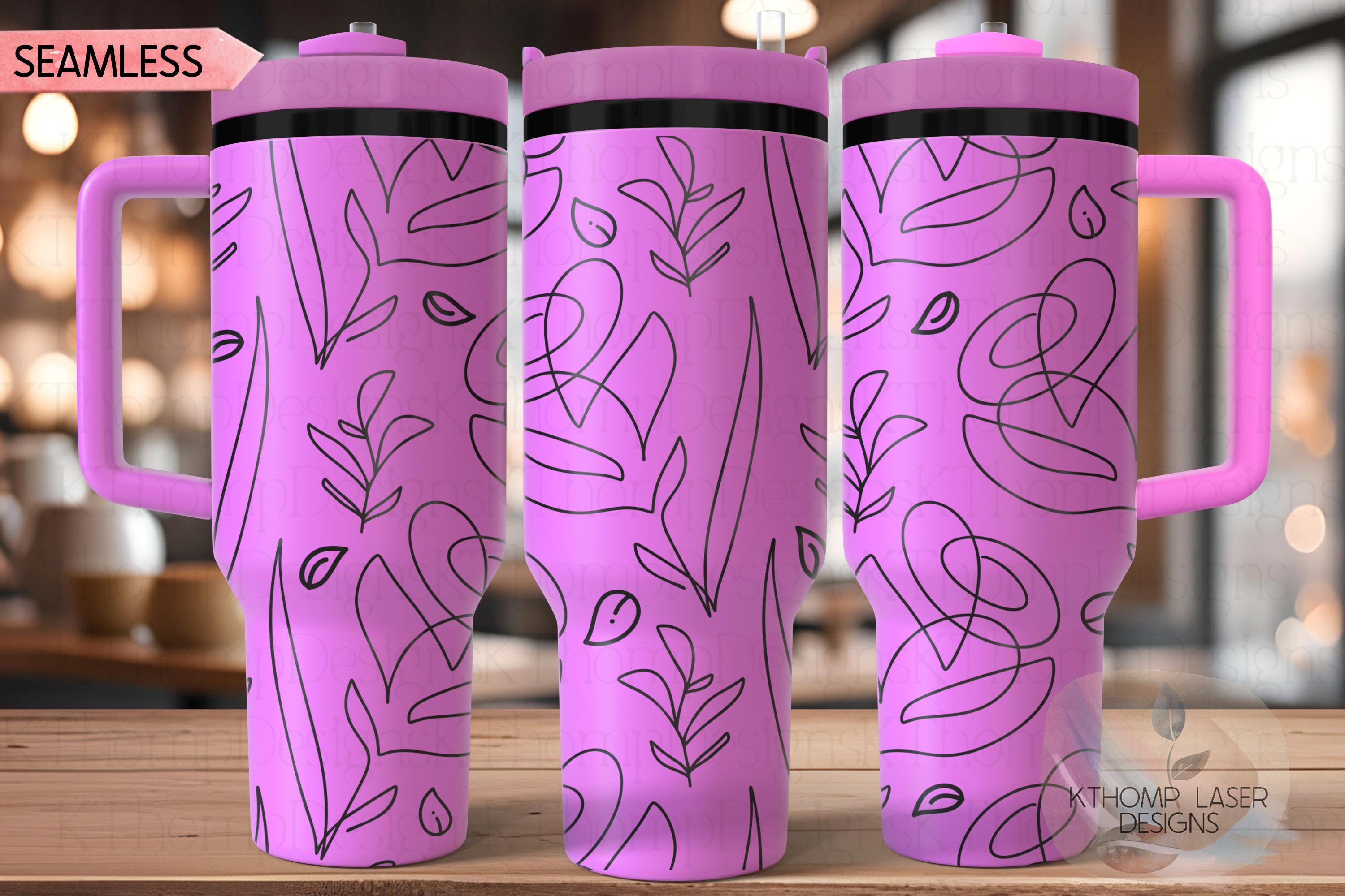 Abstract Flowers Tumbler Wrap SVG | 40oz Laser Engraving File | Rotary Engrave Digital Design | Floral SVG Design