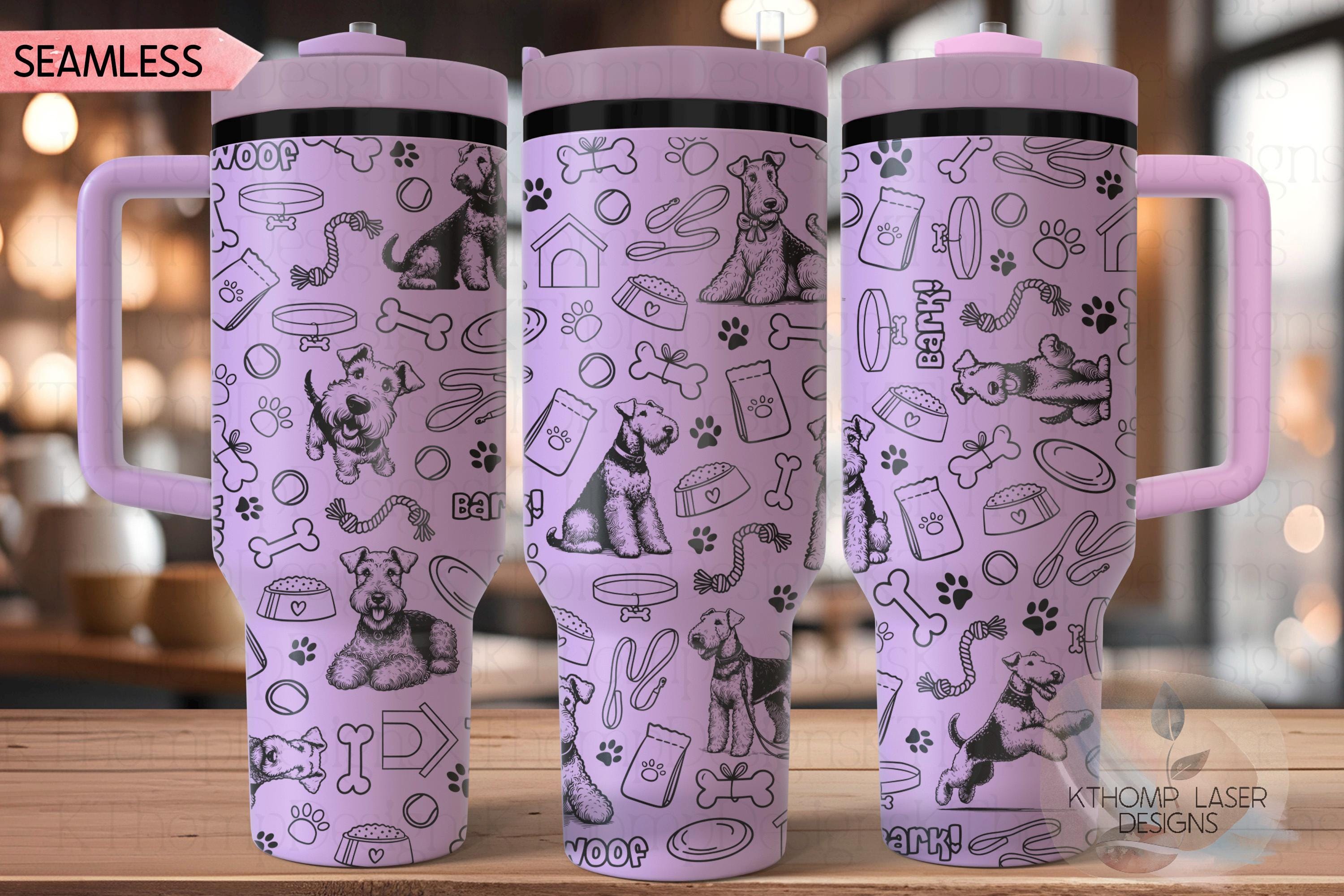 Airedale Tumbler Wrap SVG | 40oz Laser Engraving File | Rotary Engrave Digital Design | Dog Lover Gift