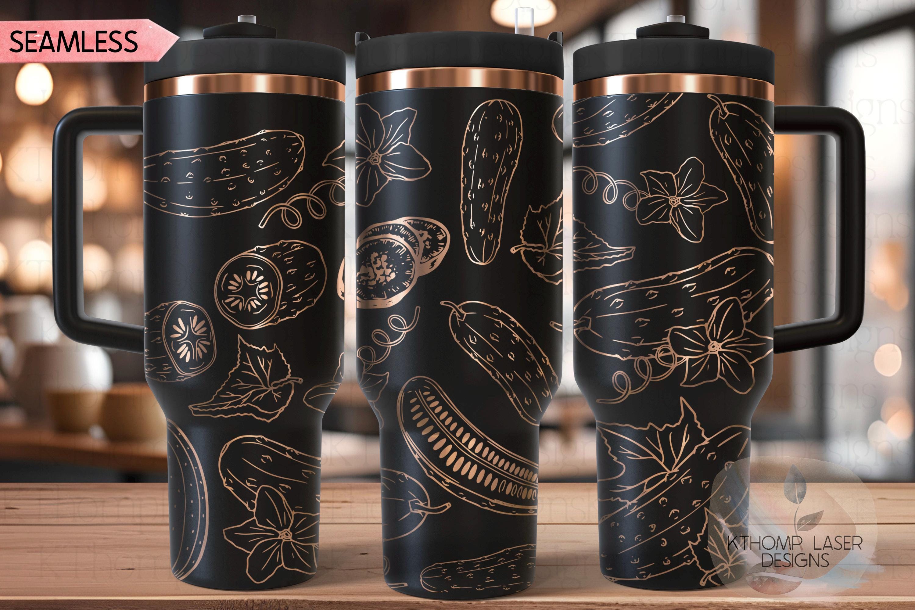 Floral Pickles Tumbler Wrap SVG | 40oz Laser Engraving File | Rotary Ready Digital Design | Foodie SVG