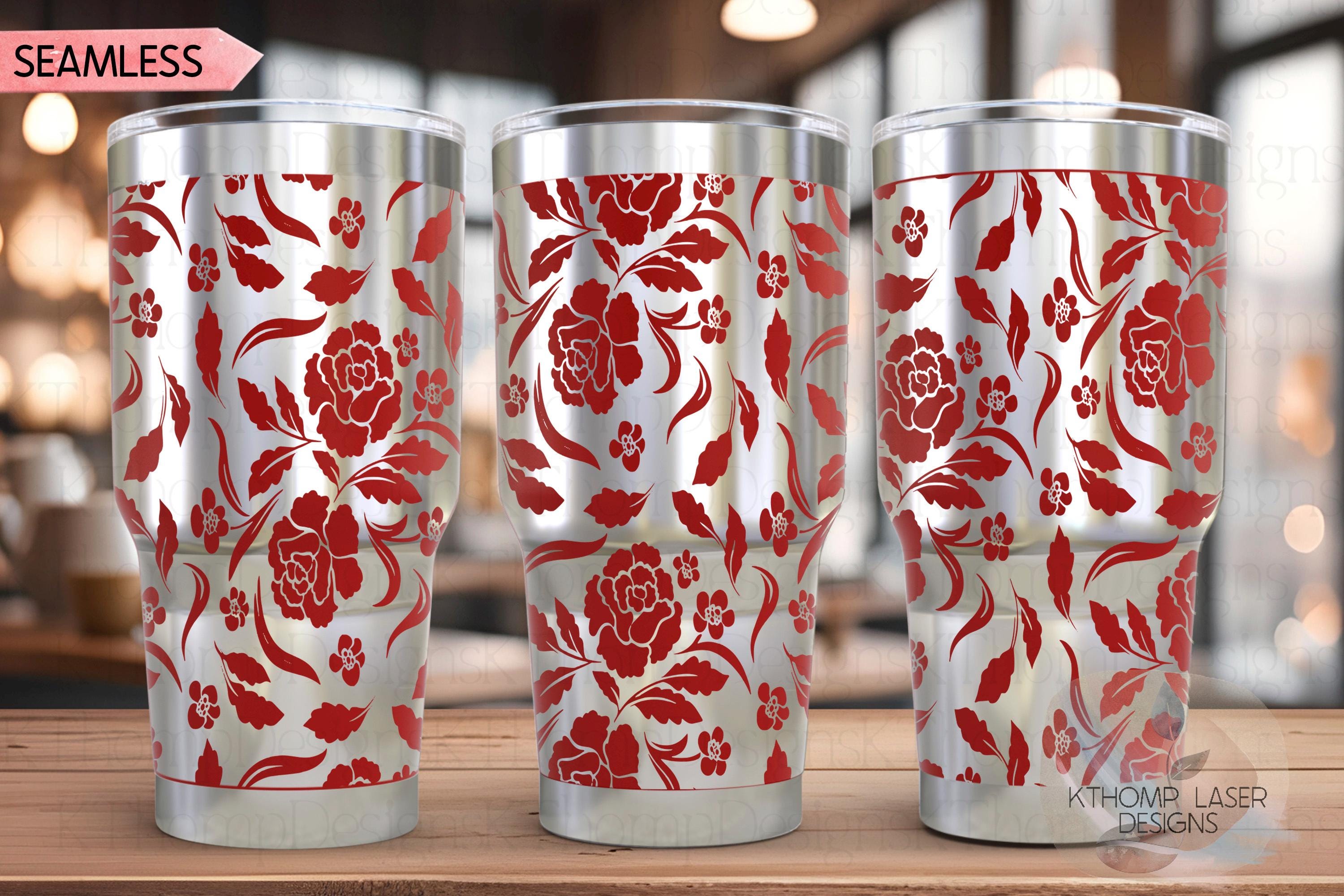 Floral Filagree Vintage Pattern Tumbler Wrap SVG | 20oz and 30oz Laser Engraving File | Rotary Ready Digital Background SVG