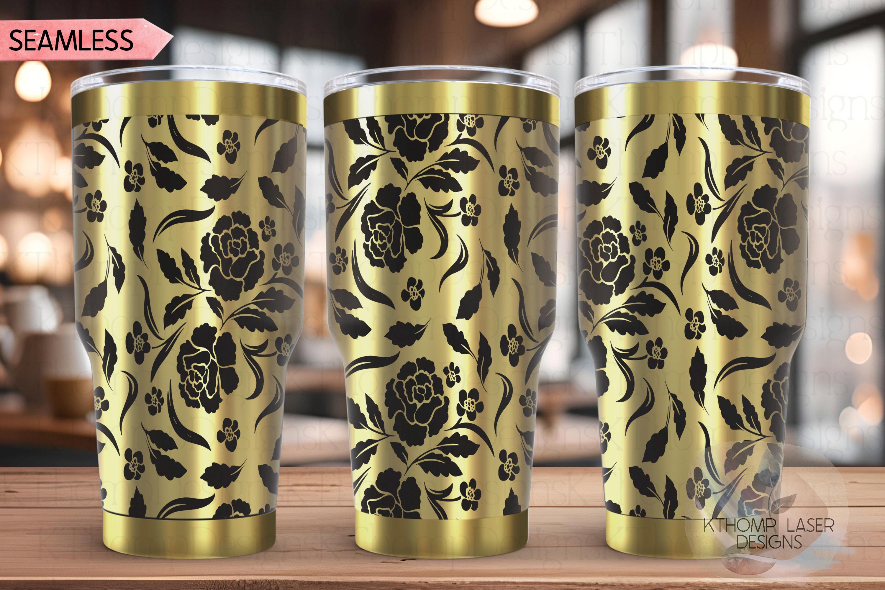 Floral Filagree Vintage Pattern Tumbler Wrap SVG | 20oz and 30oz Laser Engraving File | Rotary Ready Digital Background SVG