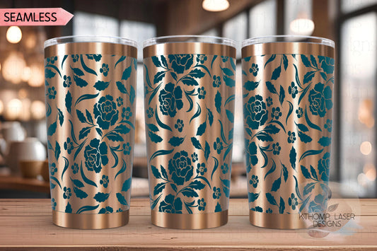 Floral Filagree Vintage Pattern Tumbler Wrap SVG | 20oz and 30oz Laser Engraving File | Rotary Ready Digital Background SVG