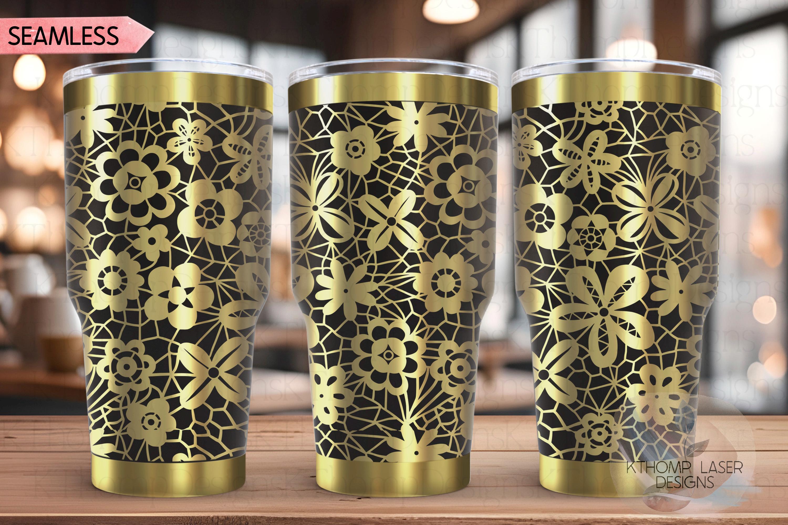 Floral Lace Pattern Tumbler Wrap SVG | 20oz and 30oz Laser Engraving File | Rotary Ready Digital Background SVG