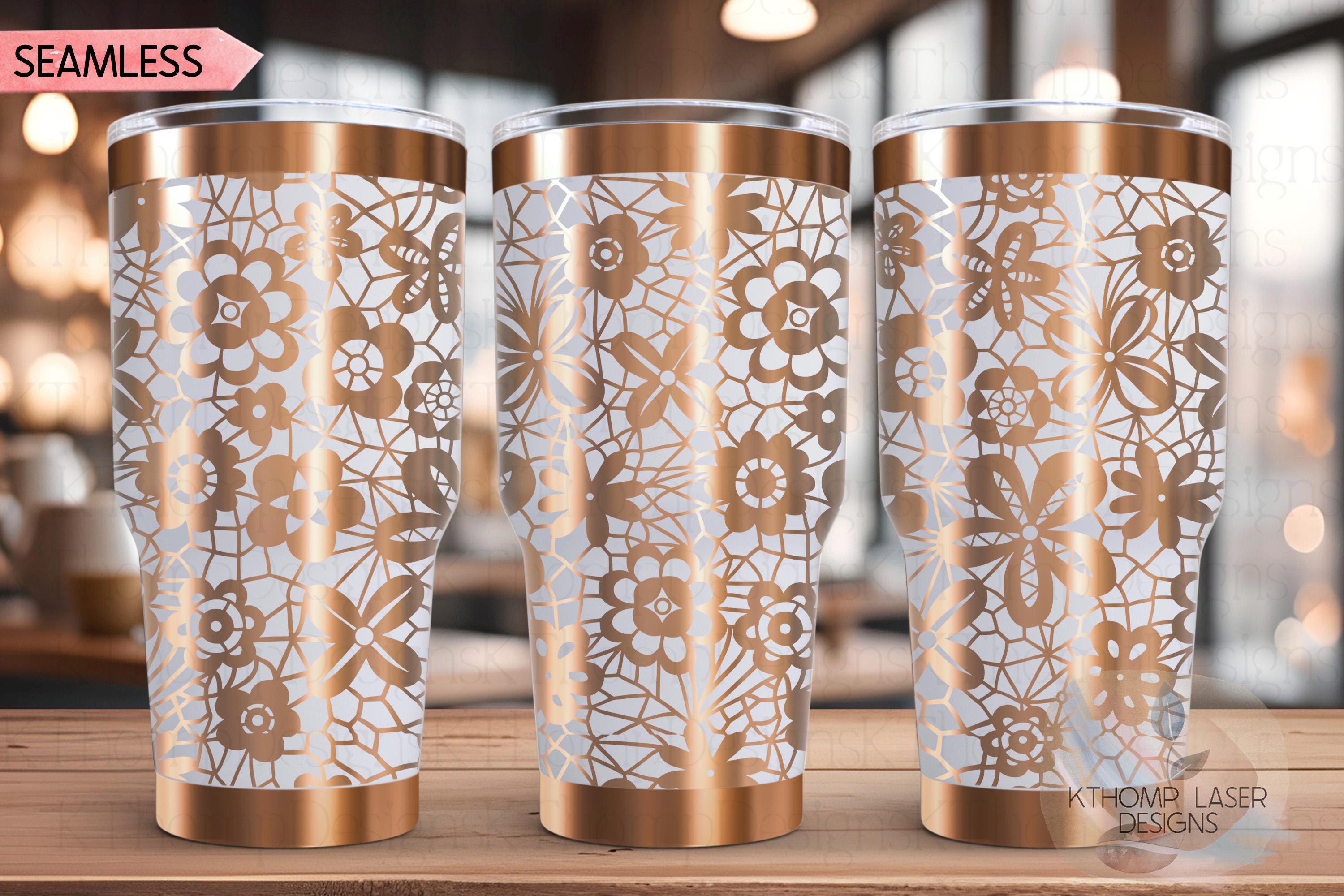 Floral Lace Pattern Tumbler Wrap SVG | 20oz and 30oz Laser Engraving File | Rotary Ready Digital Background SVG
