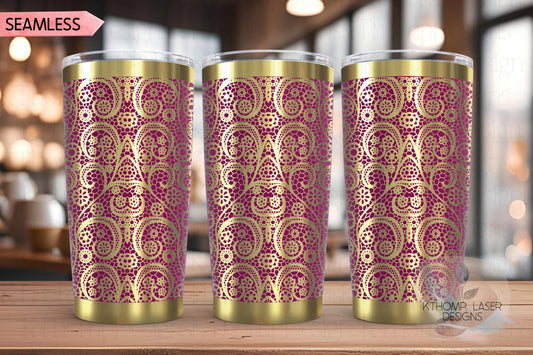 Beautiful Lace Pattern Tumbler Wrap SVG | 20oz and 30oz Laser Engraving File | Rotary Ready Digital Background SVG