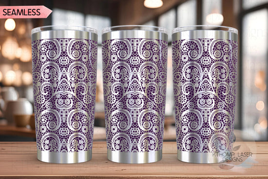 Beautiful Lace Pattern Tumbler Wrap SVG | 20oz and 30oz Laser Engraving File | Rotary Ready Digital Background SVG