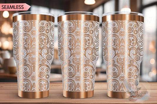 Beautiful Lace Pattern Tumbler Wrap SVG | 20oz and 30oz Laser Engraving File | Rotary Ready Digital Background SVG