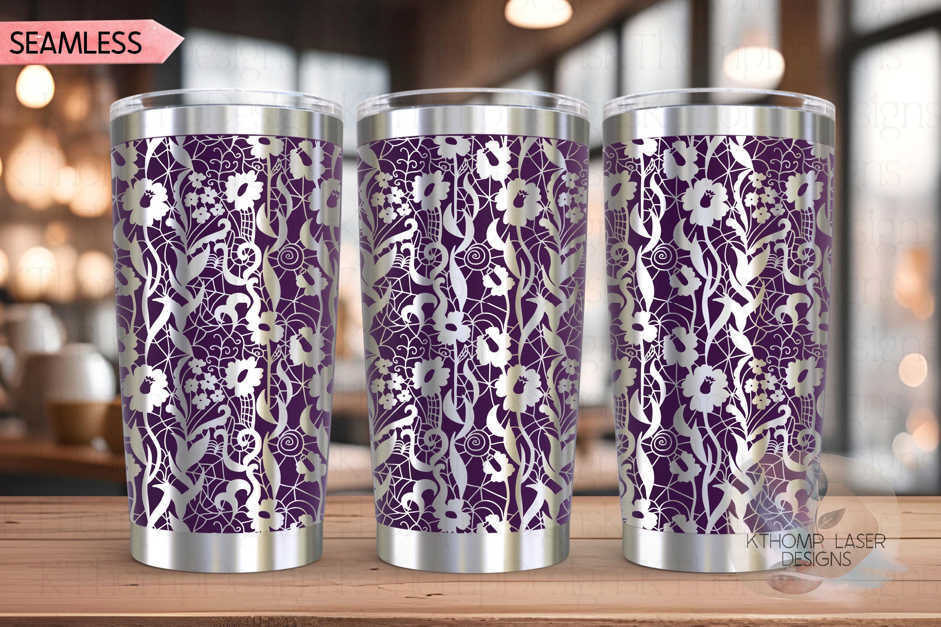 Delicate Floral Lace Pattern Tumbler Wrap SVG | 20oz and 30oz Laser Engraving File | Rotary Ready Digital Background SVG