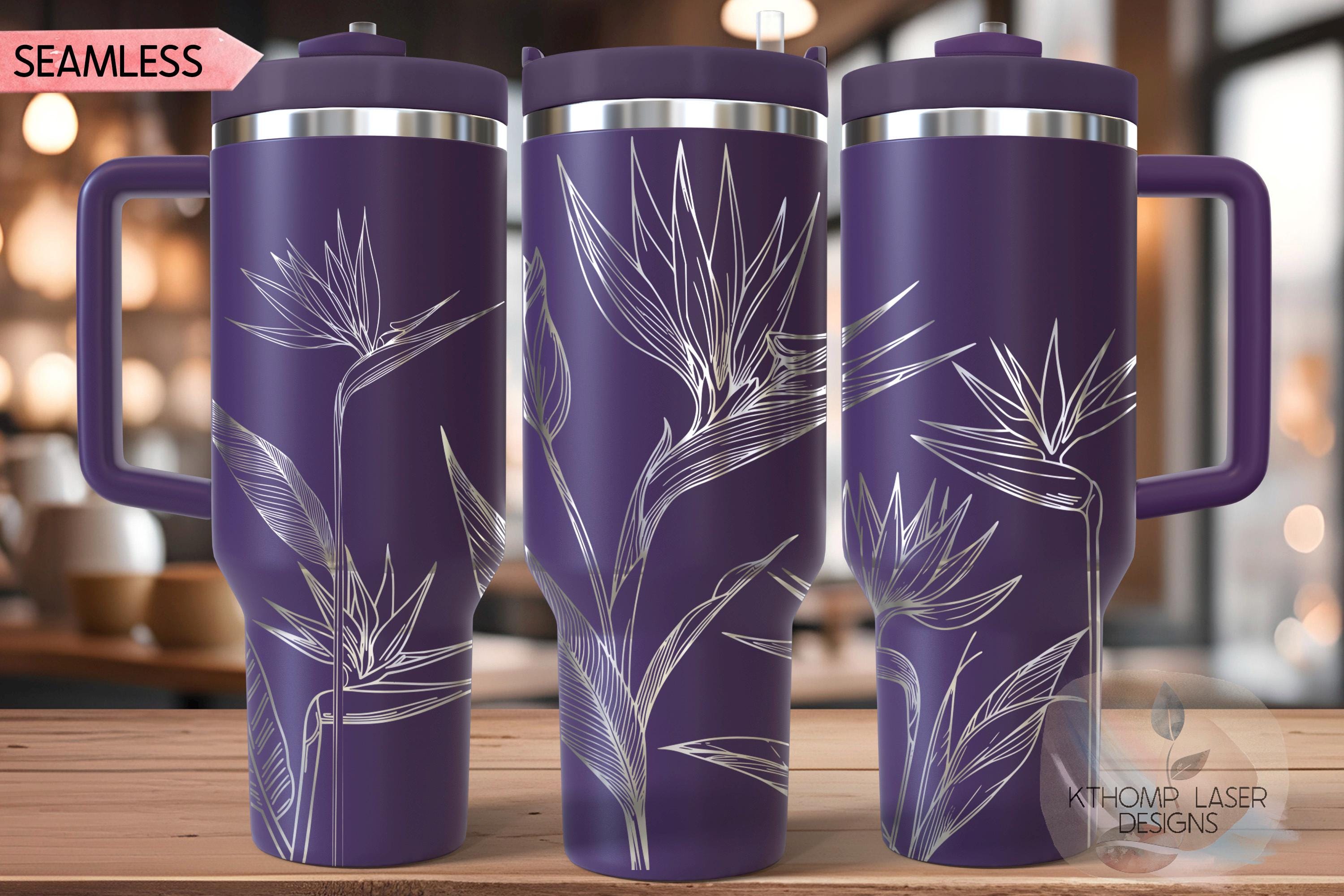 Bird Of Paradise Tumbler Wrap SVG | 40oz Laser Engraving File | Rotary Engrave Digital Design | Floral SVG Design