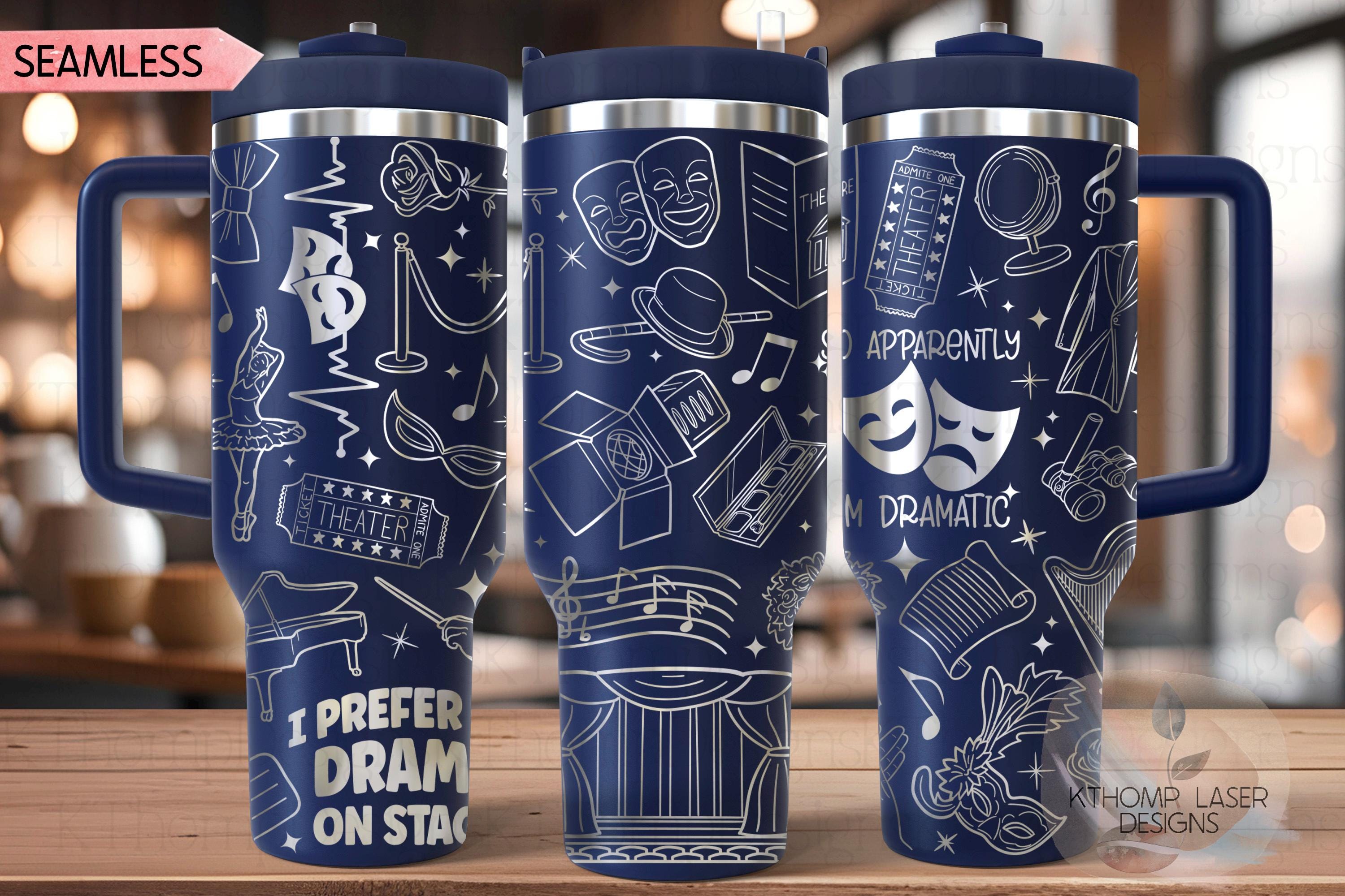 Theatre Drama Stage Actor Actress Tumbler Wrap SVG | 40oz Laser Engraving File | Rotary Ready Digital Design | Career Gift SVG