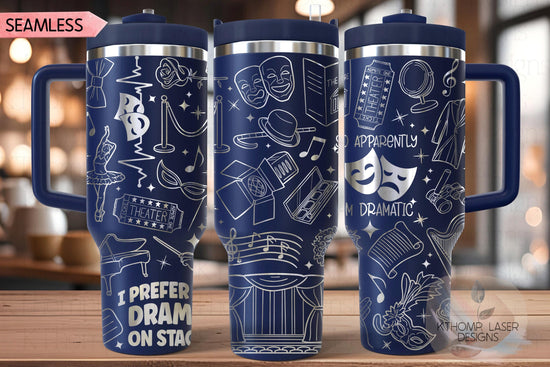 Theatre Drama Stage Actor Actress Tumbler Wrap SVG | 40oz Laser Engraving File | Rotary Ready Digital Design | Career Gift SVG