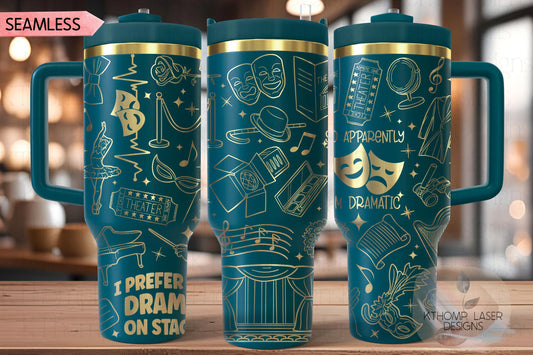 Theatre Drama Stage Actor Actress Tumbler Wrap SVG | 40oz Laser Engraving File | Rotary Ready Digital Design | Career Gift SVG