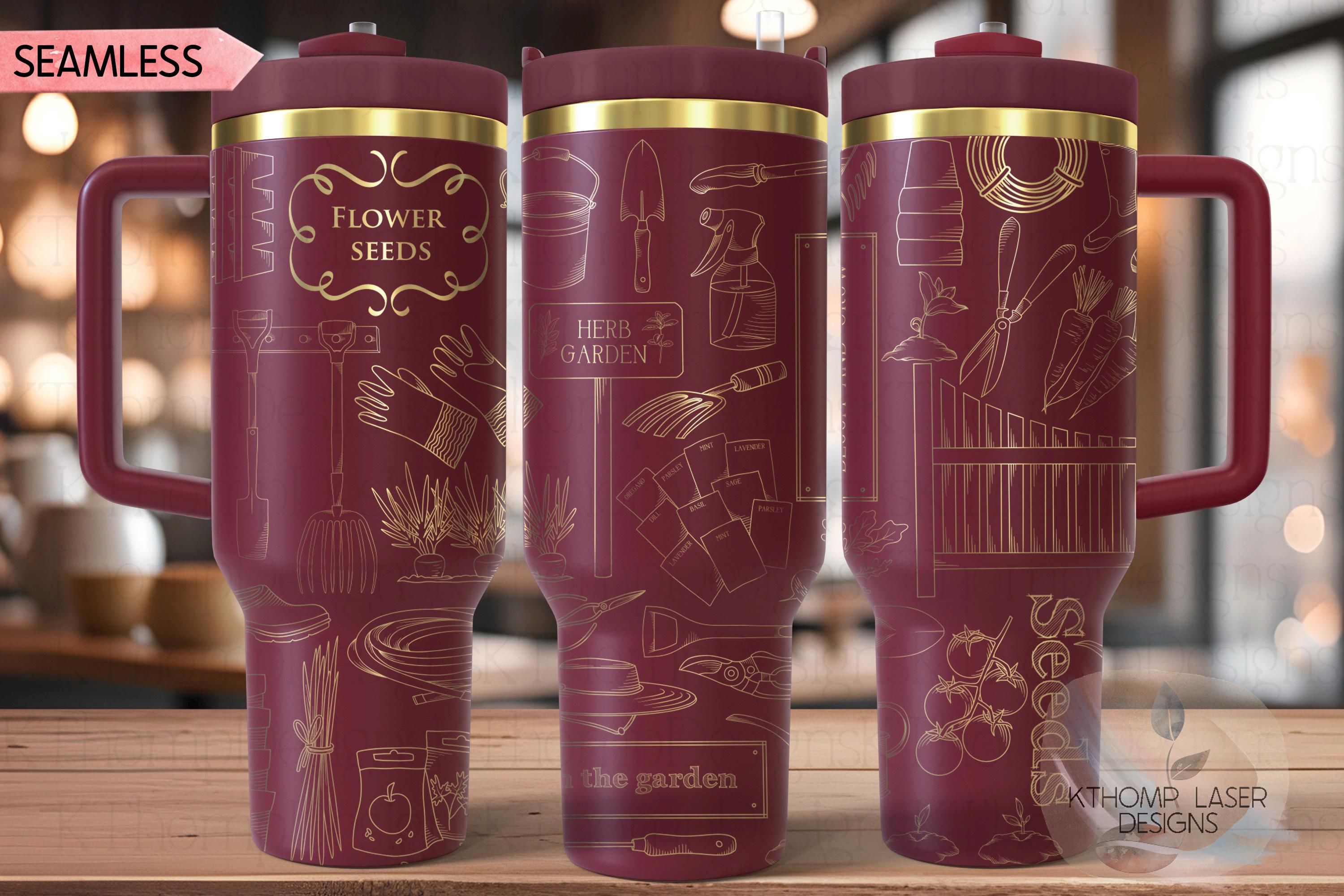 Spring Gardening Tumbler Wrap SVG | 40oz Laser Engraving File | Rotary Ready Digital Design | Western Farm SVG