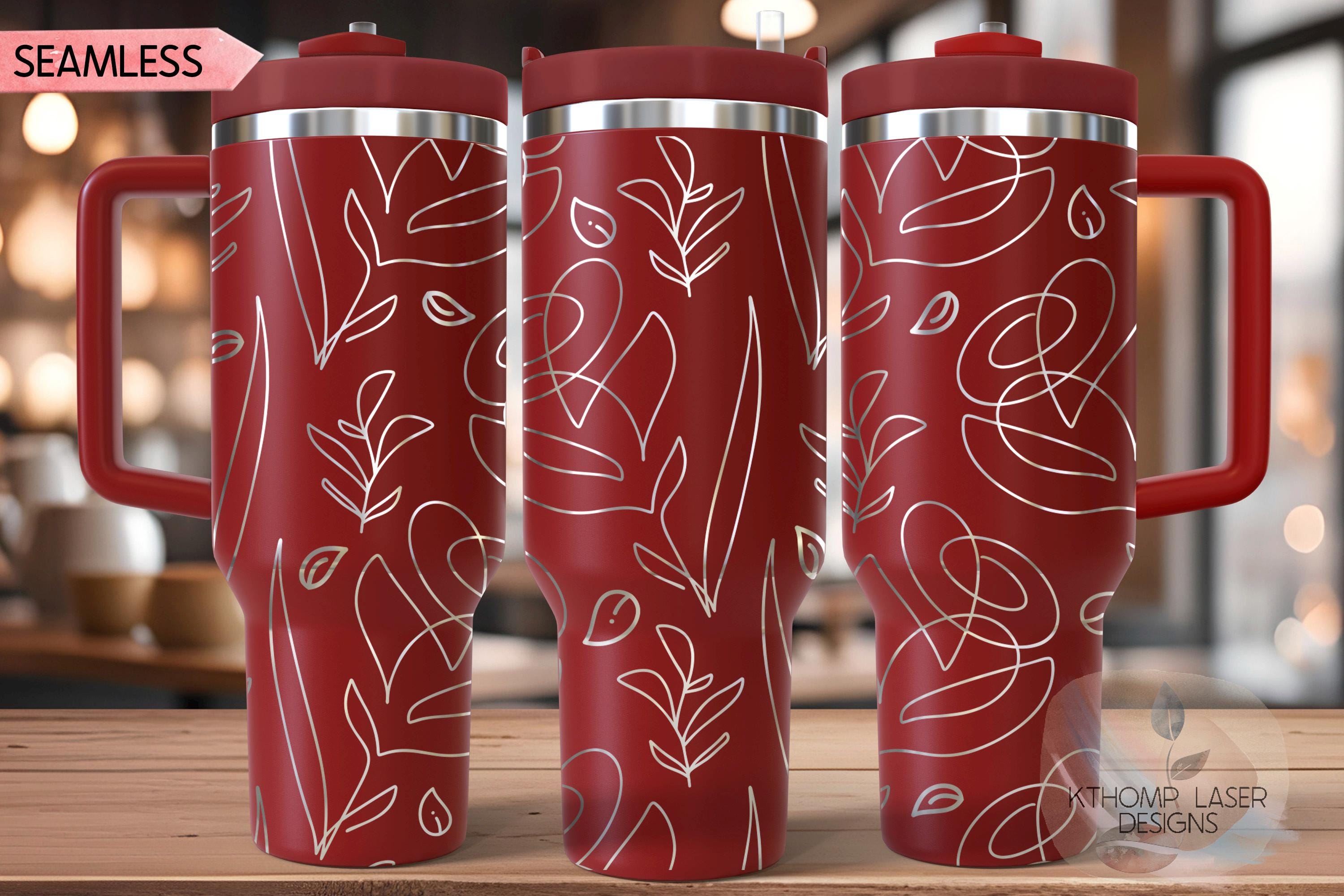 Abstract Flowers Tumbler Wrap SVG | 40oz Laser Engraving File | Rotary Engrave Digital Design | Floral SVG Design