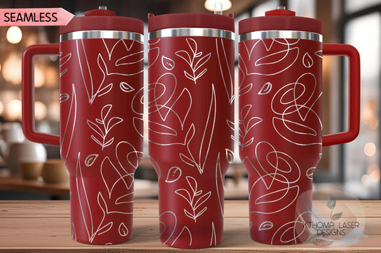 Abstract Flowers Tumbler Wrap SVG | 40oz Laser Engraving File | Rotary Engrave Digital Design | Floral SVG Design