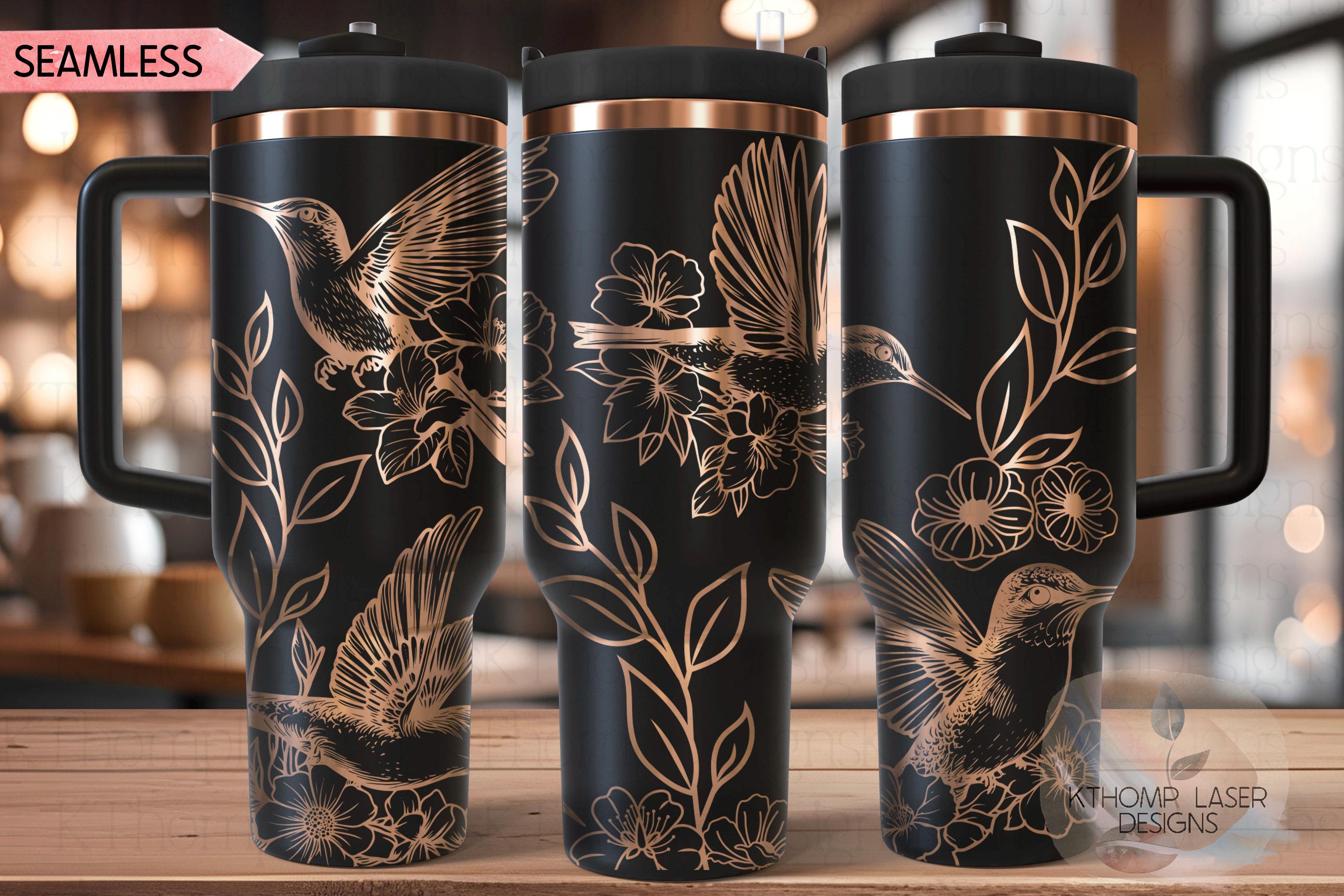 Hummingbirds Tumbler Wrap SVG | 40oz Laser Engraving File | Rotary Ready Digital Design | Pet Lover Gift