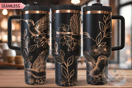 Hummingbirds Tumbler Wrap SVG | 40oz Laser Engraving File | Rotary Ready Digital Design | Pet Lover Gift