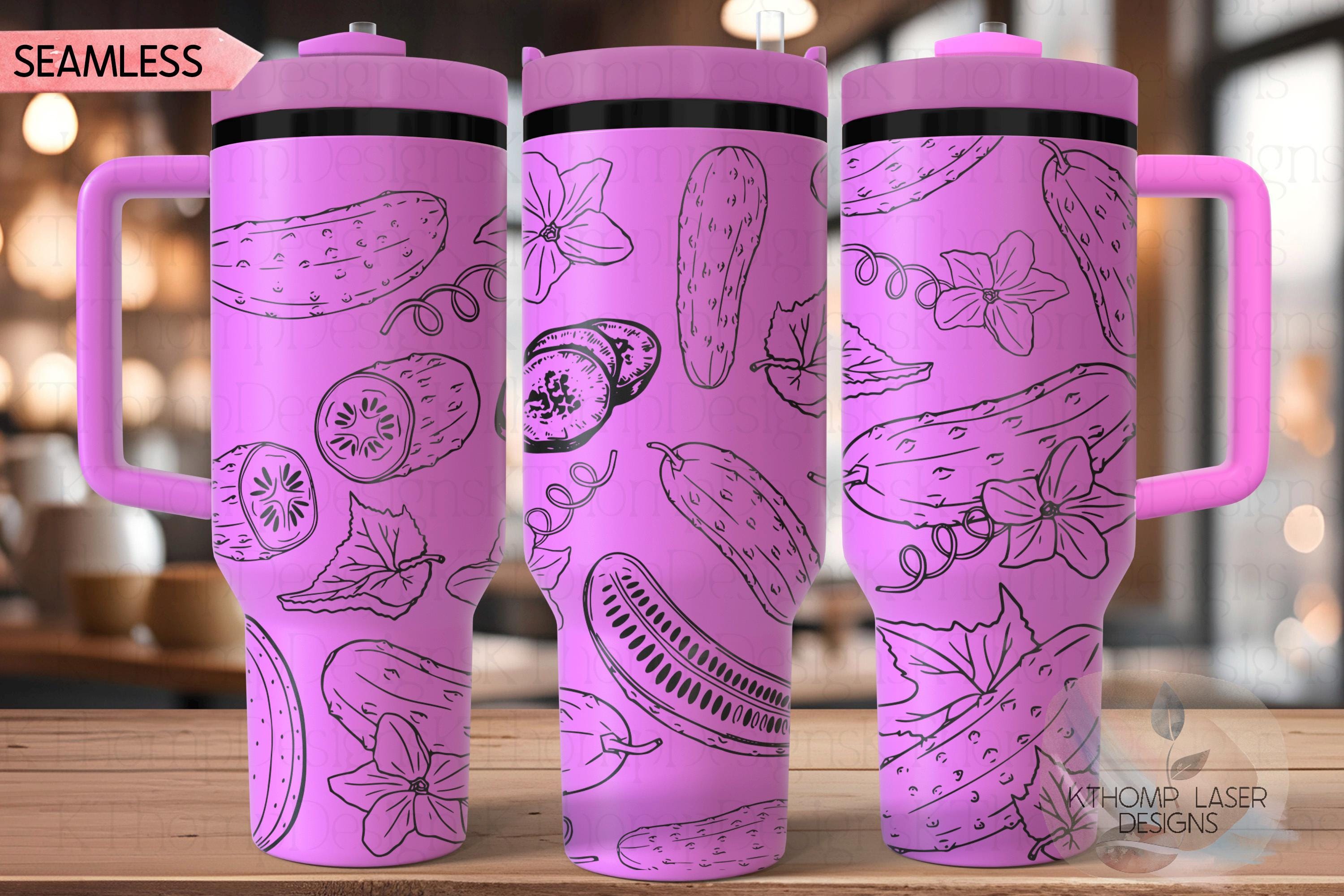 Floral Pickles Tumbler Wrap SVG | 40oz Laser Engraving File | Rotary Ready Digital Design | Foodie SVG