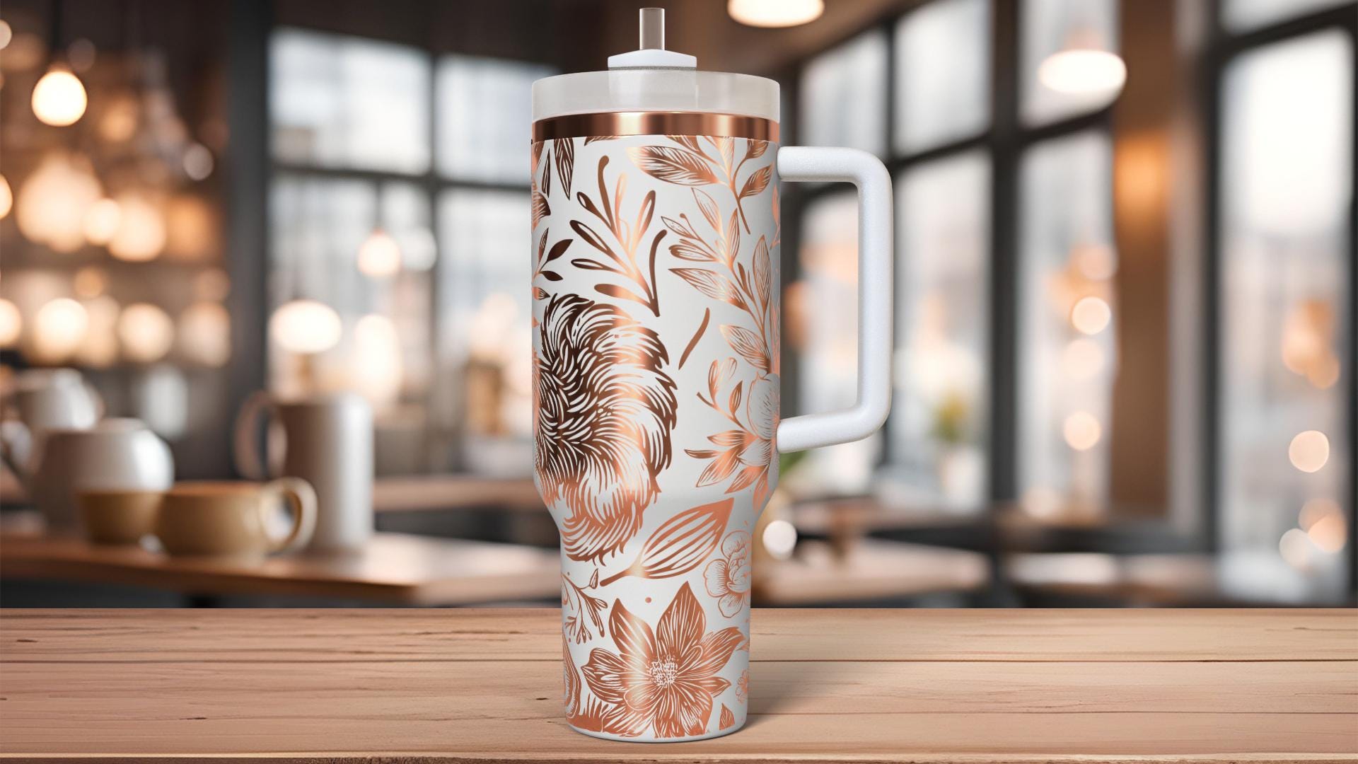 Floral Ostrich Tumbler Wrap SVG | 40oz Laser Engraving File | Rotary Ready Digital Design | Western Farm SVG