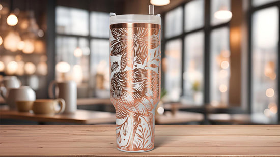 Floral Ostrich Tumbler Wrap SVG | 40oz Laser Engraving File | Rotary Ready Digital Design | Western Farm SVG
