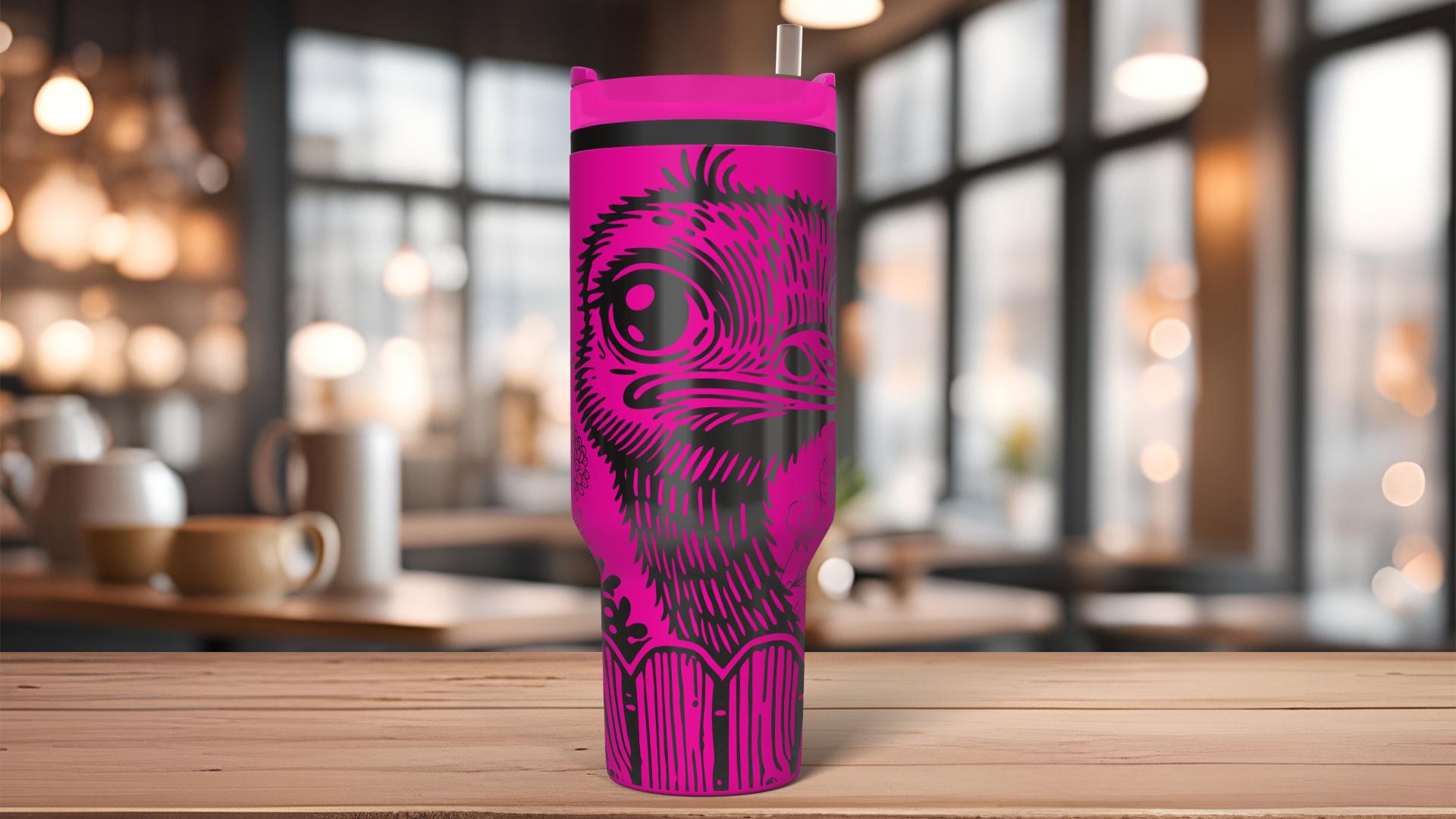 Peeking Ostrich Tumbler Wrap SVG | 40oz Laser Engraving File | Rotary Ready Digital Design | Western Farm SVG