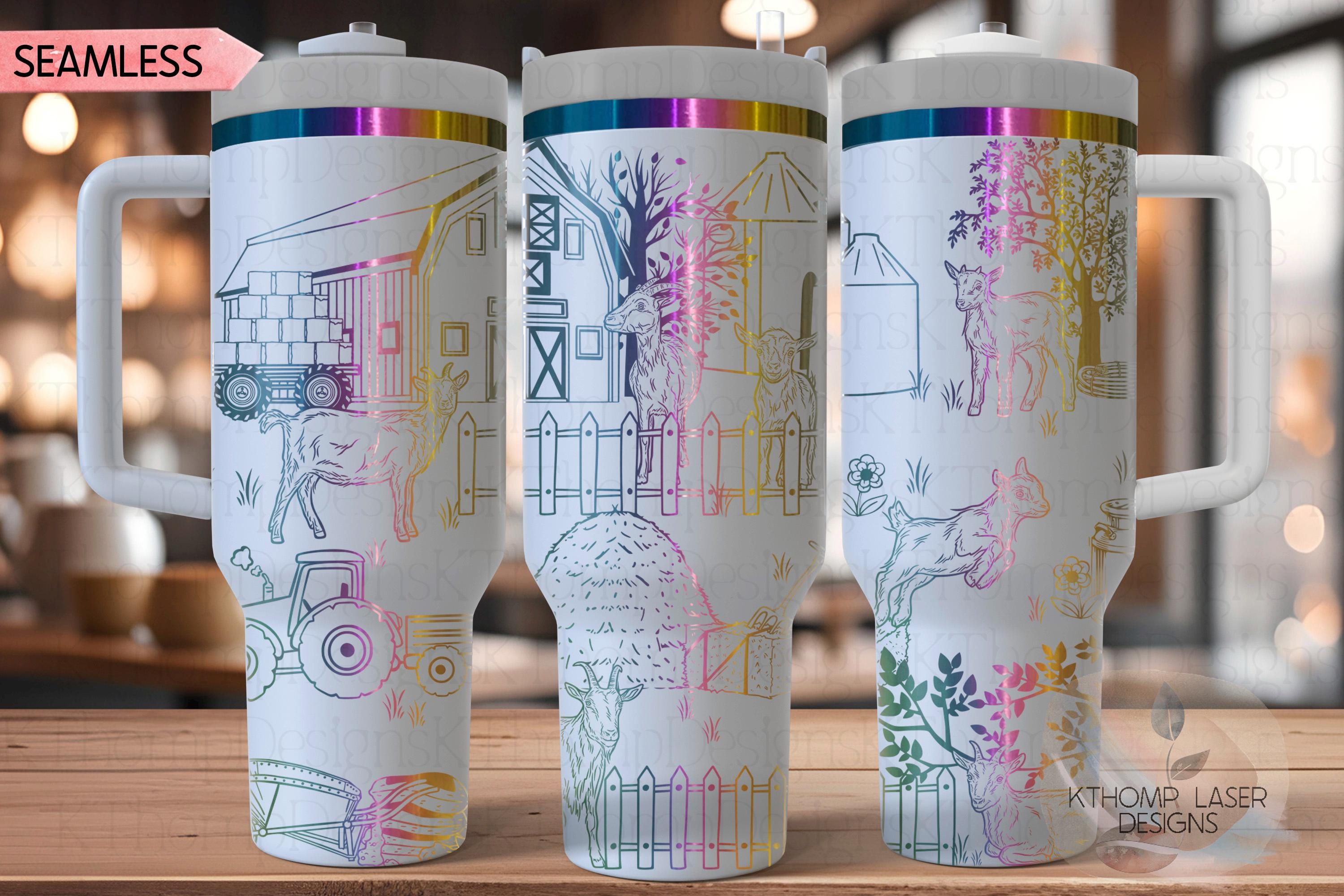 Goats On The Farm Tumbler Wrap SVG | 40oz Laser Engraving File | Rotary Ready Digital Design | Western Farm SVG