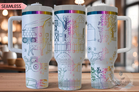 Goats On The Farm Tumbler Wrap SVG | 40oz Laser Engraving File | Rotary Ready Digital Design | Western Farm SVG