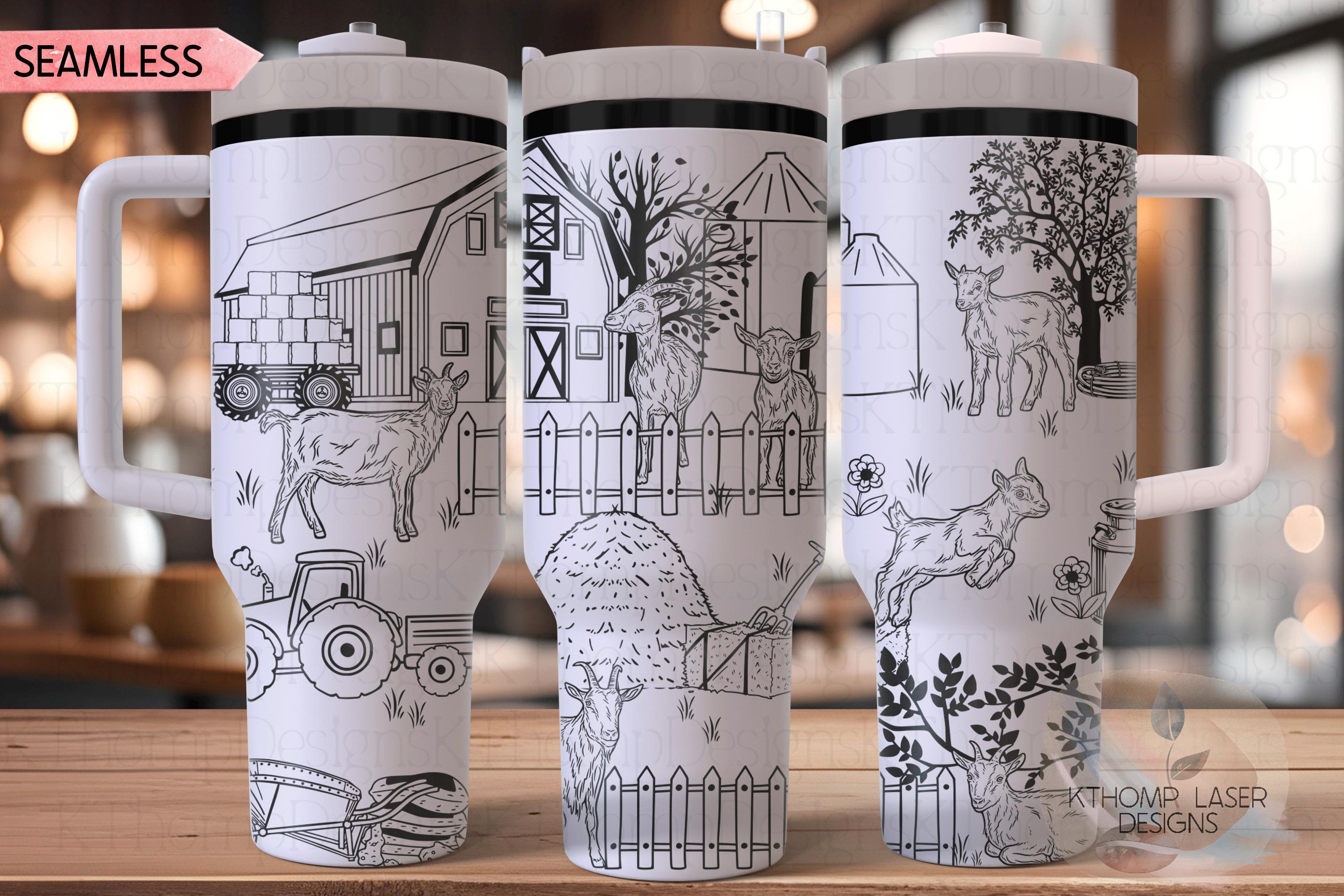 Goats On The Farm Tumbler Wrap SVG | 40oz Laser Engraving File | Rotary Ready Digital Design | Western Farm SVG