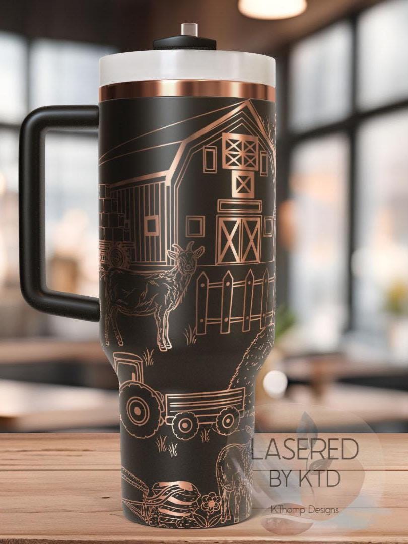 Goats On The Farm Tumbler Wrap SVG | 40oz Laser Engraving File | Rotary Ready Digital Design | Western Farm SVG