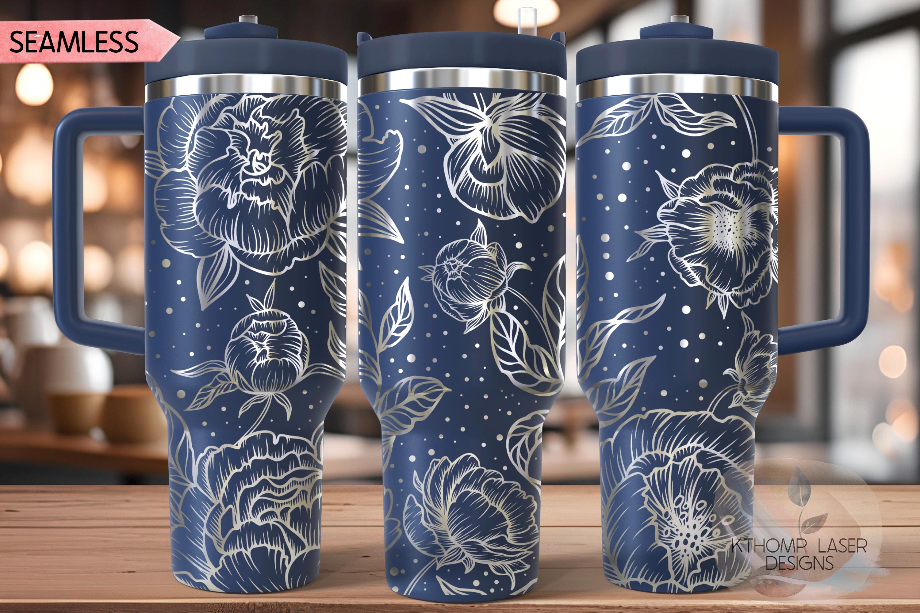 Pretty Peonies Tumbler Wrap SVG | 40oz Laser Engraving File | Rotary Engrave Digital Design | Floral SVG Design