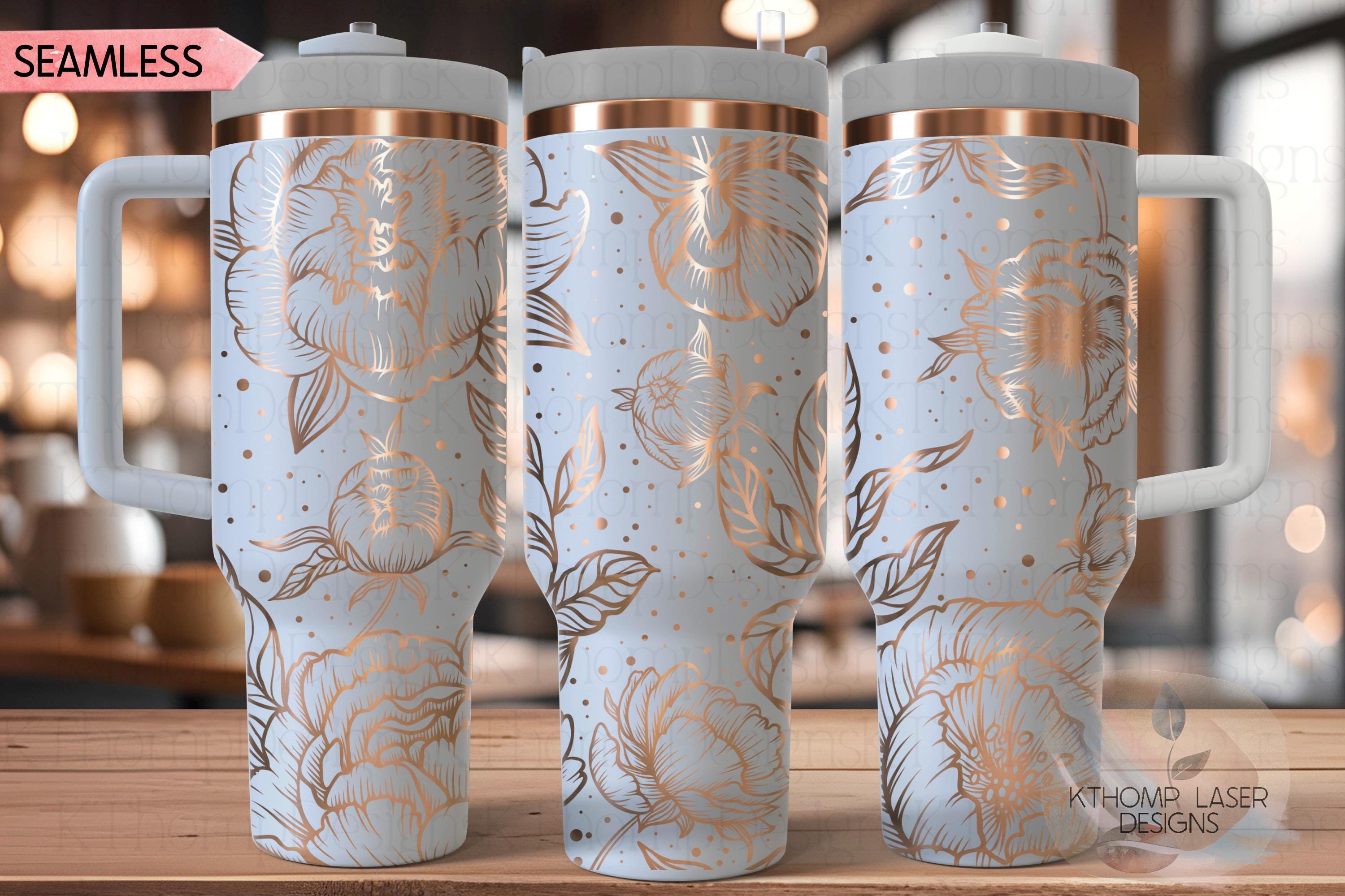 Pretty Peonies Tumbler Wrap SVG | 40oz Laser Engraving File | Rotary Engrave Digital Design | Floral SVG Design
