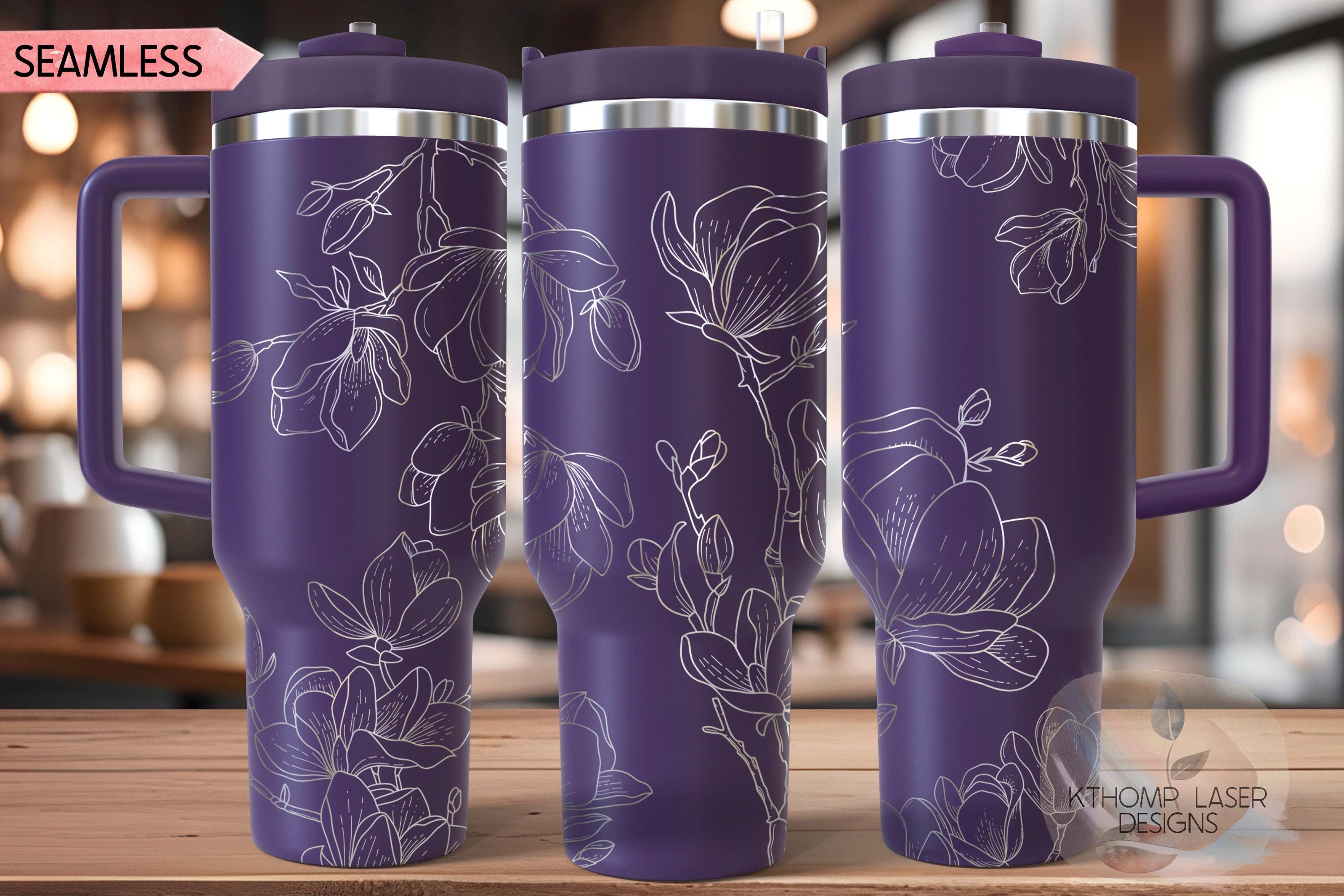 Spring Magnolias Floral Tumbler Wrap SVG | 40oz Laser Engraving File | Rotary Engrave Digital Design | Floral SVG Design