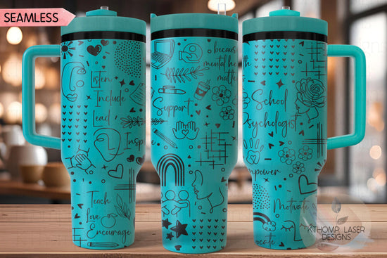 School Psychologist Tumbler Wrap SVG | 40oz Laser Engraving File | Rotary Ready Digital Design | Career Gift SVG