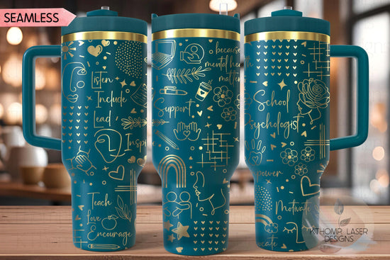 School Psychologist Tumbler Wrap SVG | 40oz Laser Engraving File | Rotary Ready Digital Design | Career Gift SVG