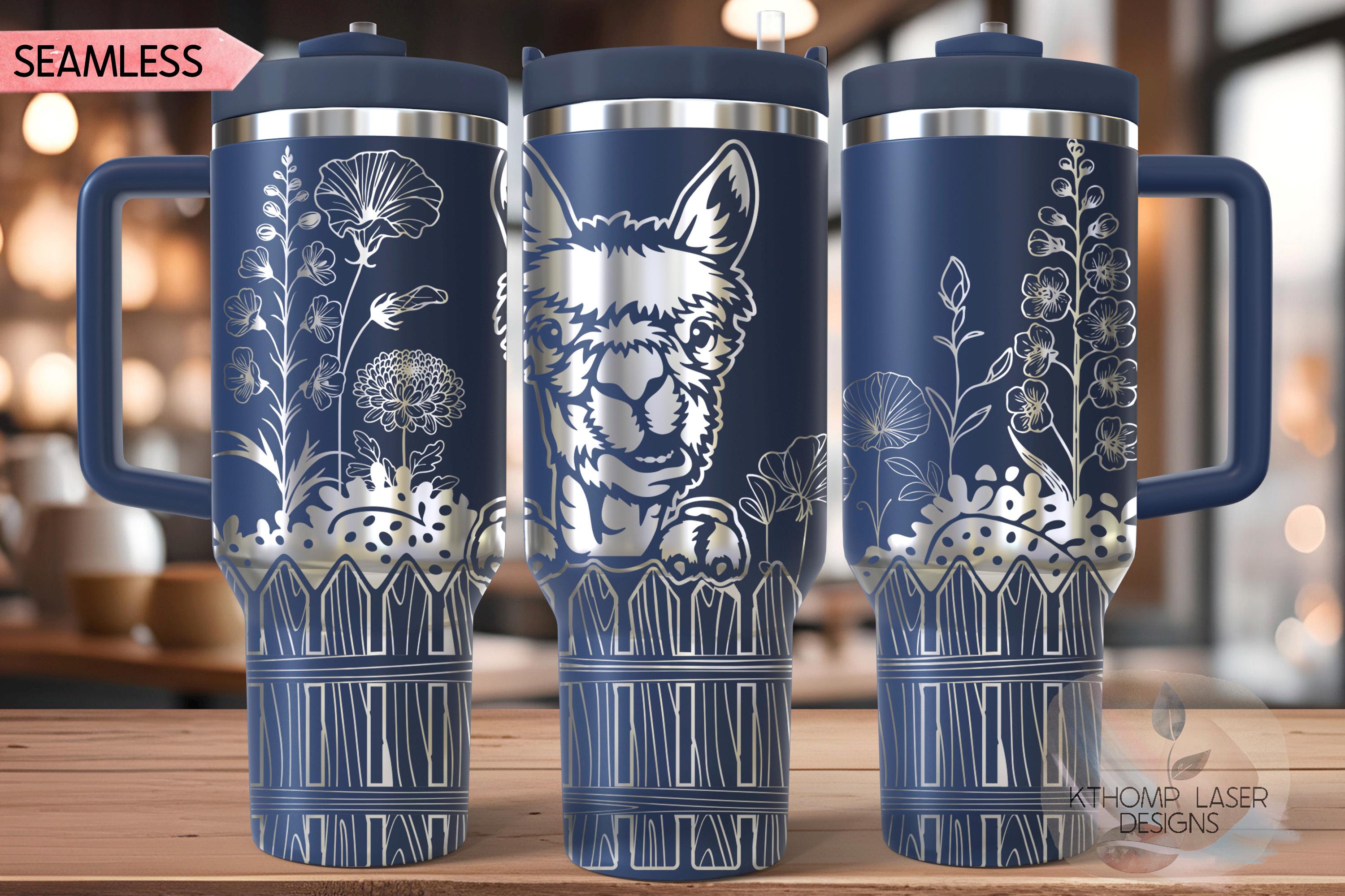 Peeking Llama Tumbler Wrap SVG | 40oz Laser Engraving File | Rotary Ready Digital Design | Western Farm SVG