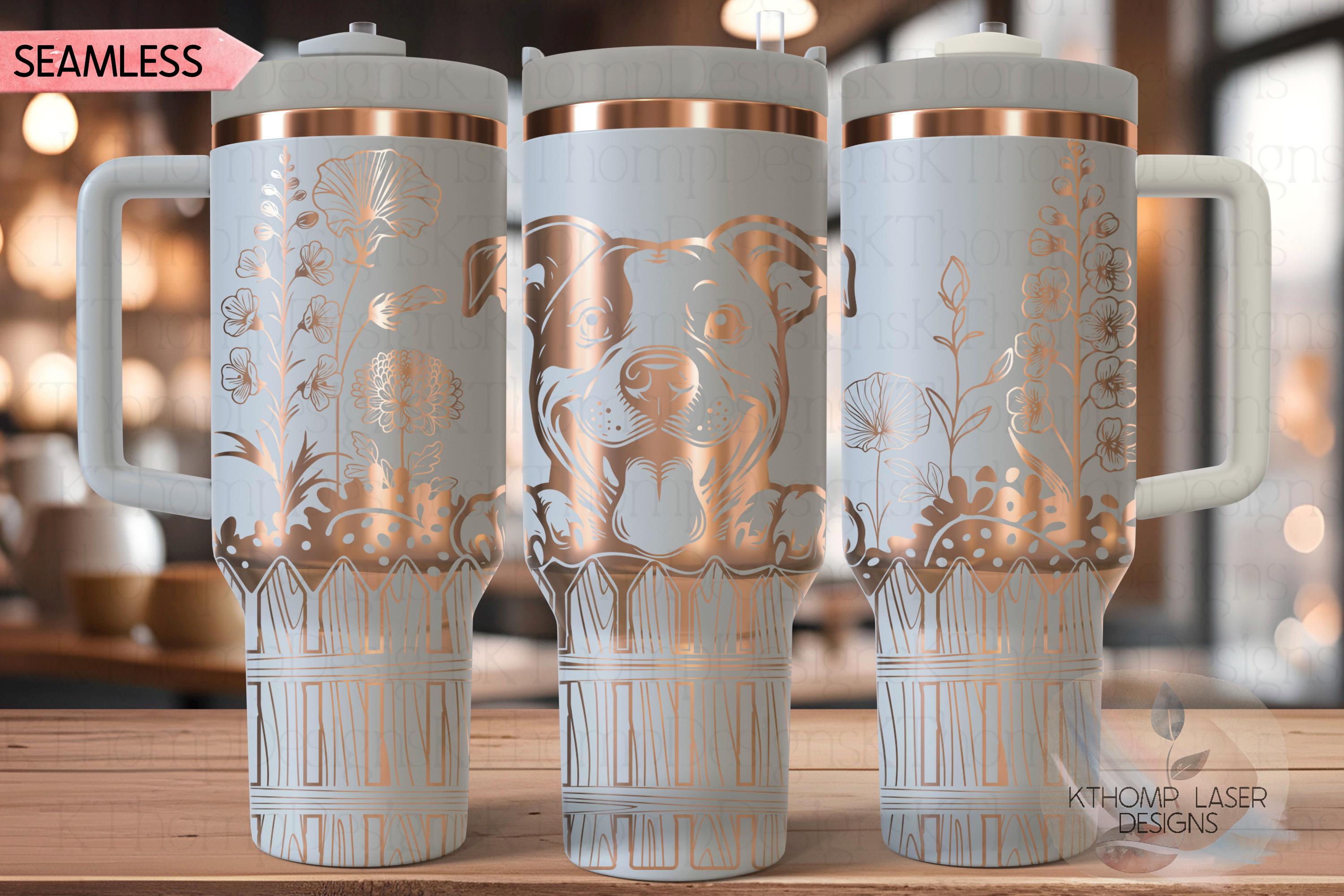 Peeking American Pit Bull Tumbler Wrap SVG | 40oz Laser Engraving File | Rotary Ready Digital Design | Pet Lover Gift